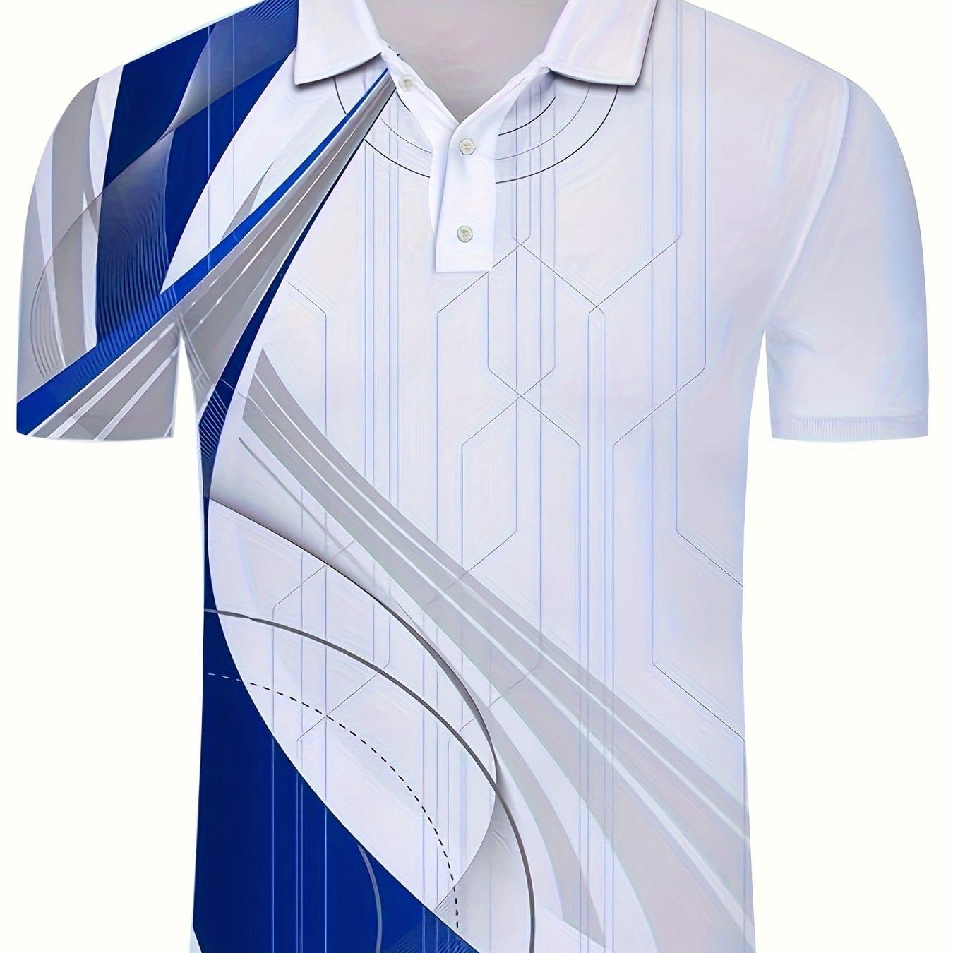 TEMU Men's Breathable Button-up Shirt With Lapel Collar & Short Sleeves - - Golf & Casual T-shirt Suitable For Golfing, Office, Semi-formal Wear, Machine Washable Button Top