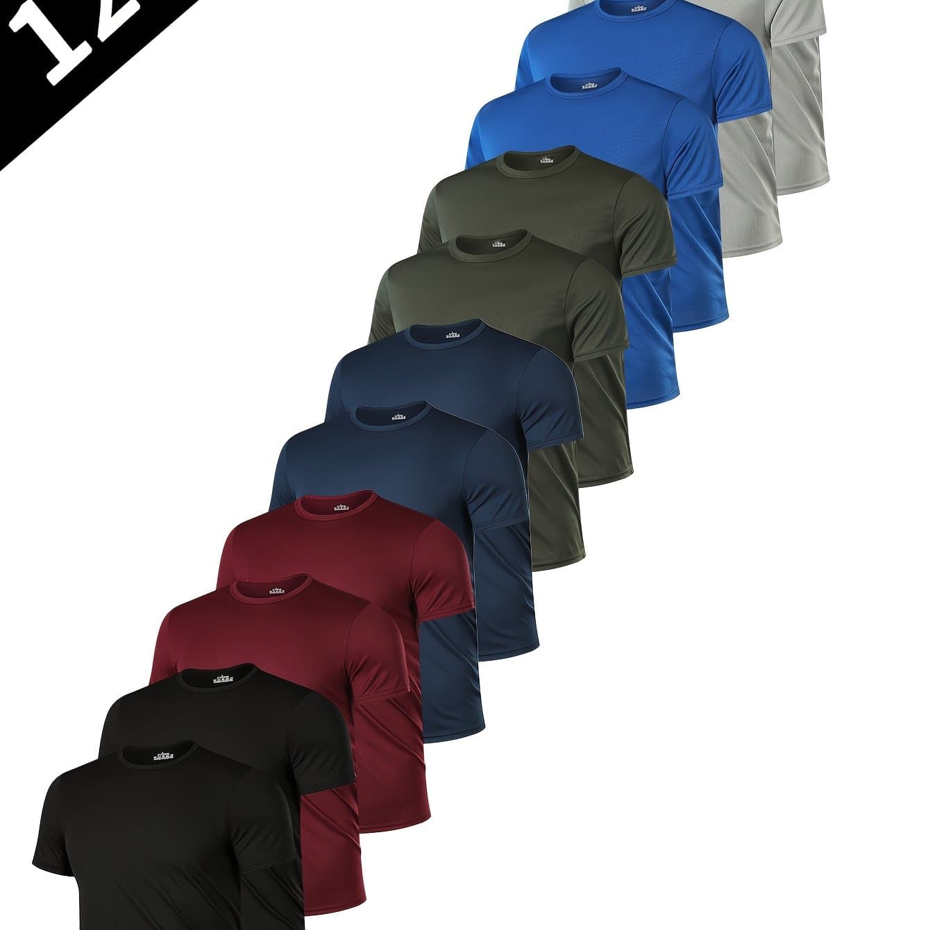 TEMU Set Of 12 Men's T-shirts Designed For And Moisture-wicking. Soft, Lightweight Tees Feature A Comfortable Athletic Fit With Short Sleeves, Suitable For Gym Workouts, Outdoor Activities