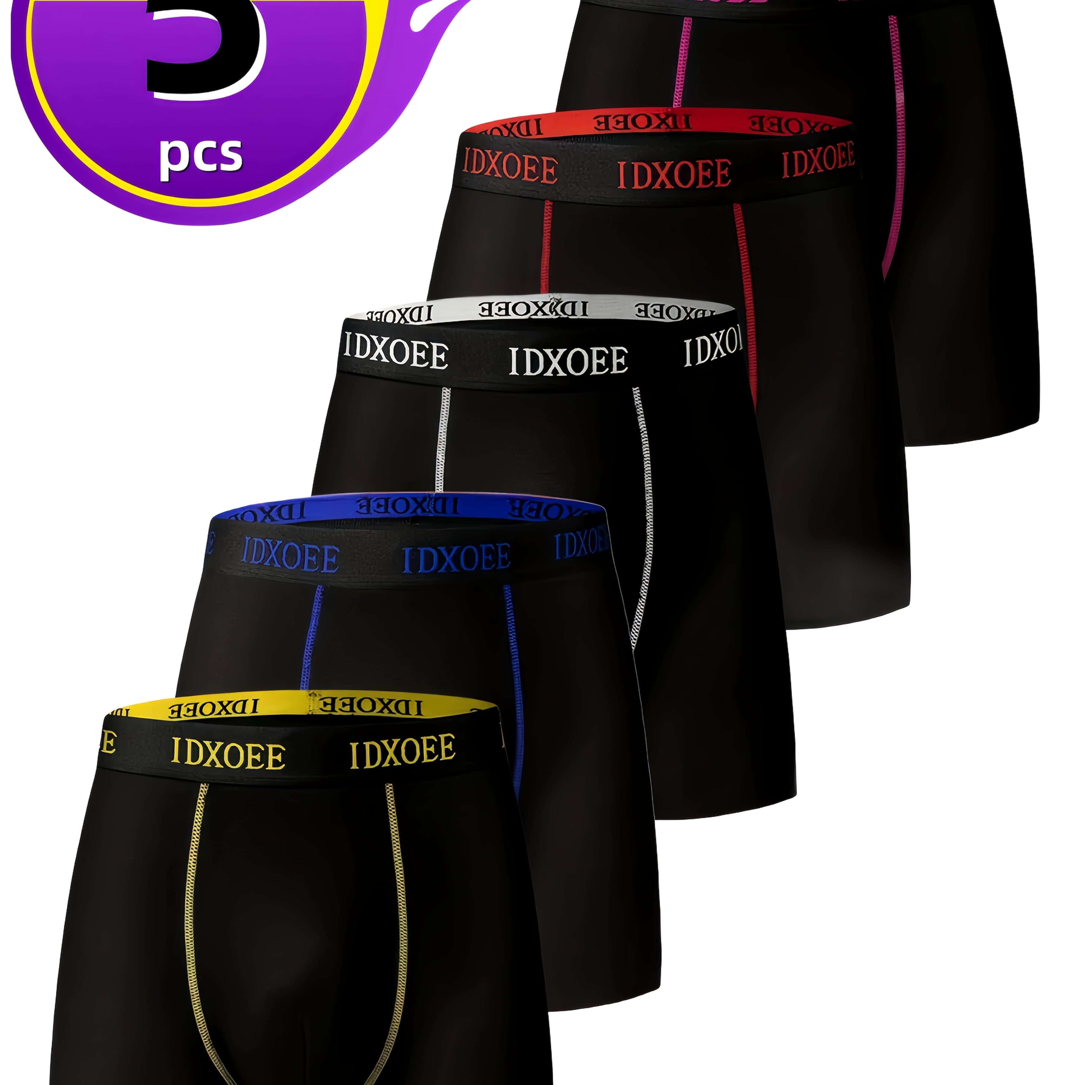 TEMU 5pcs Men's Underwear, Casual Boxer Briefs Shorts, Breathable Comfy Stretchy Boxer Trunks, Sports Shorts