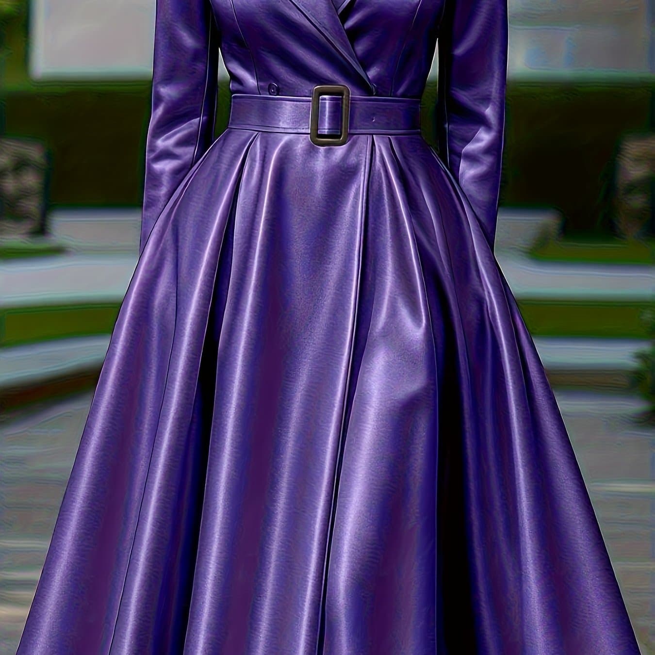 TEMU Purple -and-flare Dress With A Blazer Collar
