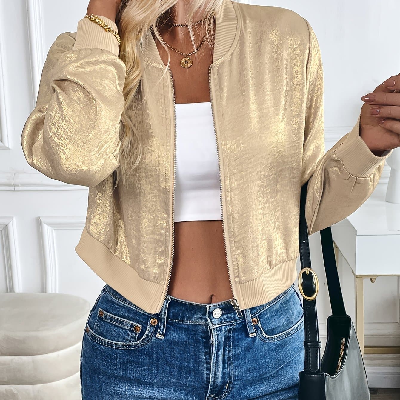TEMU Tom 2024 Spring And Autumn Style Vintage Baseball Jacket Women's Retro Short Coat