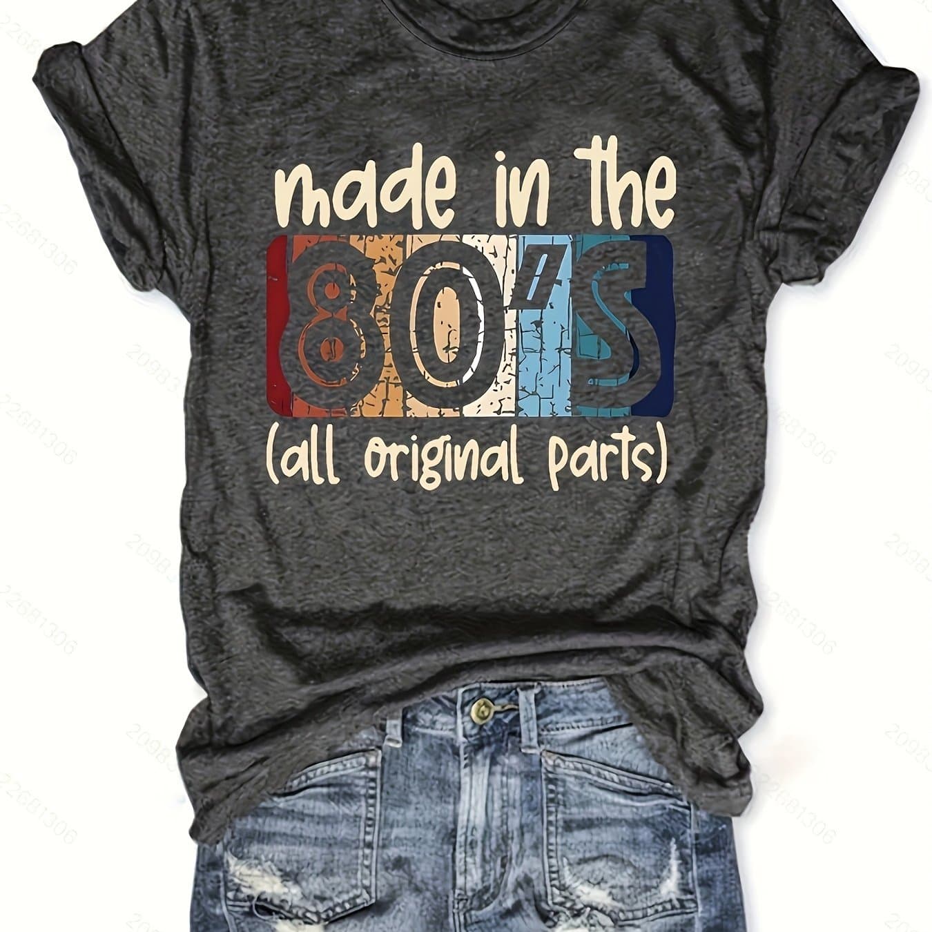 TEMU Letter Print Crew Neck T-shirt, Casual Loose Short Sleeve Summer T-shirts Tops, Women's Clothing