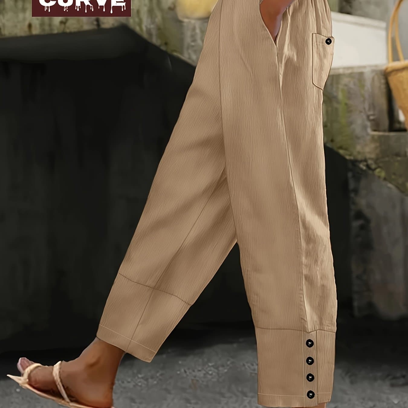 TEMU Plus Size - Spring&summer Plus Size Women's Casual Straight Pants- High Waisted, Design, Comfortable Fabric - Comfortable, Classic, And Versatile Casual Wear For Work Or Daily Life Size Trousers