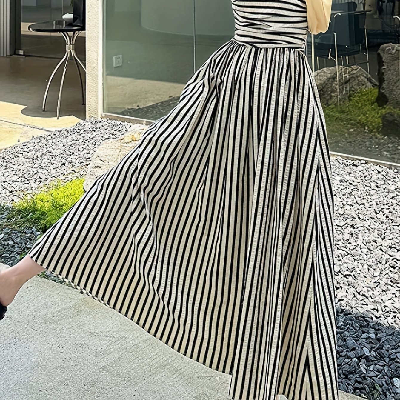 TEMU Women's Vacation Striped Print Dress