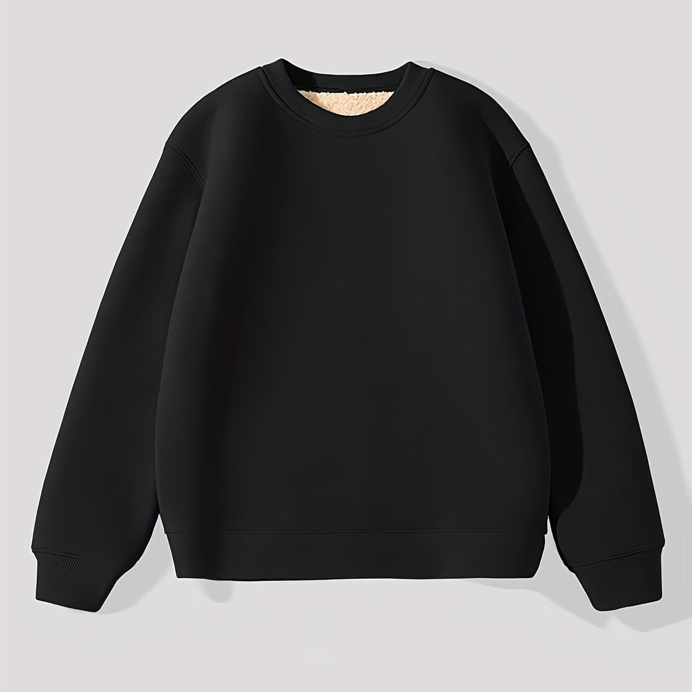 TEMU Winter -lined Thickened Warm Sweatshirt For Teen Boys, Loose Pullover Hoodless Long Sleeve Top Outerwear