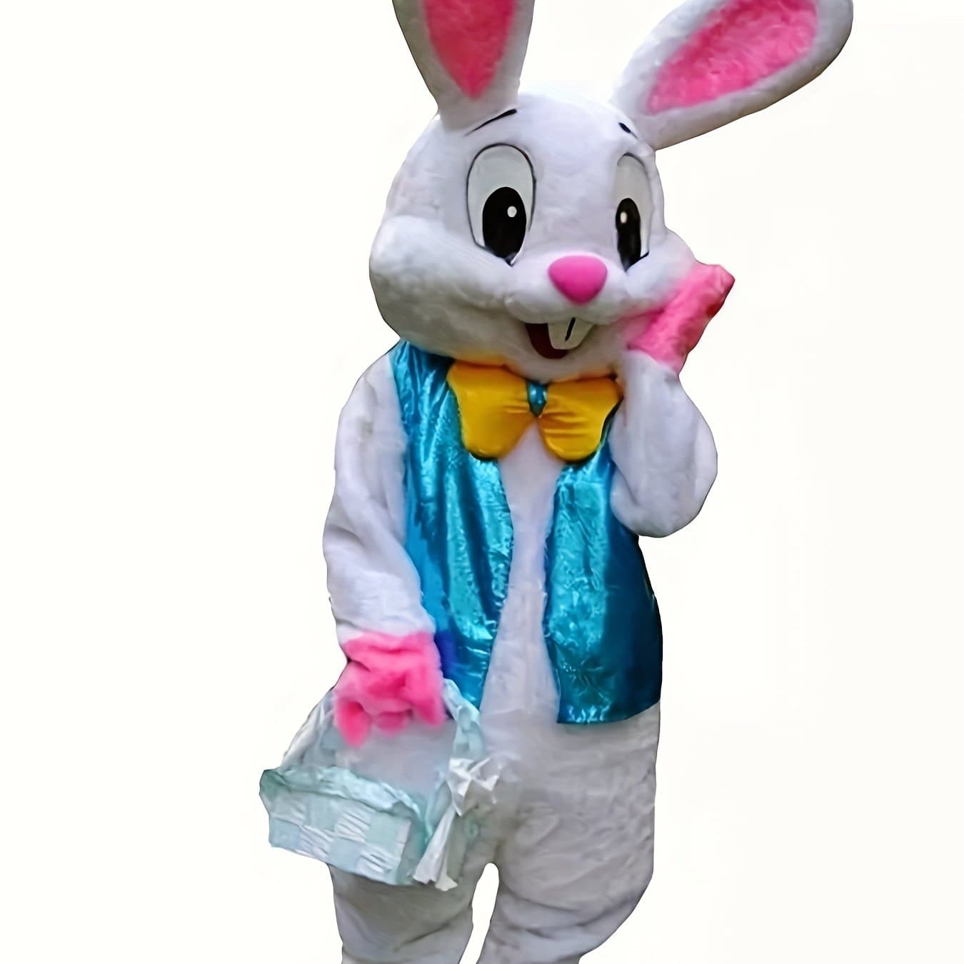 TEMU Adult Easter Bunny Costume - Cute Cartoon Style Plush Rabbit Mascot For Halloween And Festivals, Non-stretch Polyester Fabric, Ideal For Parties And Promotions - Perfect Easter Gift