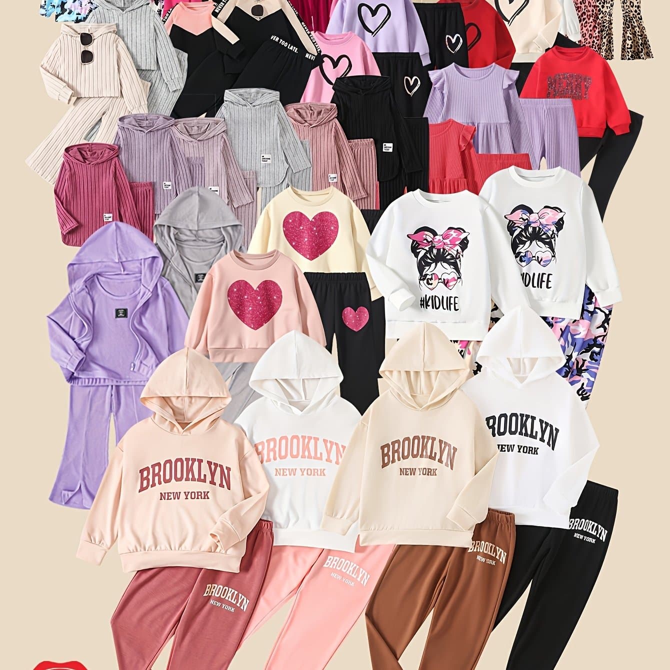 TEMU Random 4pcs Girls' Fall/ Casual Must-haves Versatile Outfits For Girls Ages 3- Holiday If Color , Please Do Not Purchase, Perfect For Outdoor