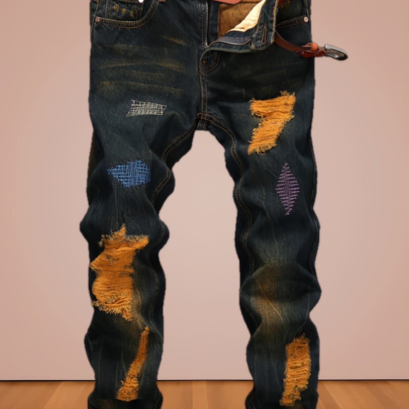 TEMU Street Men's Straight-leg Jeans
