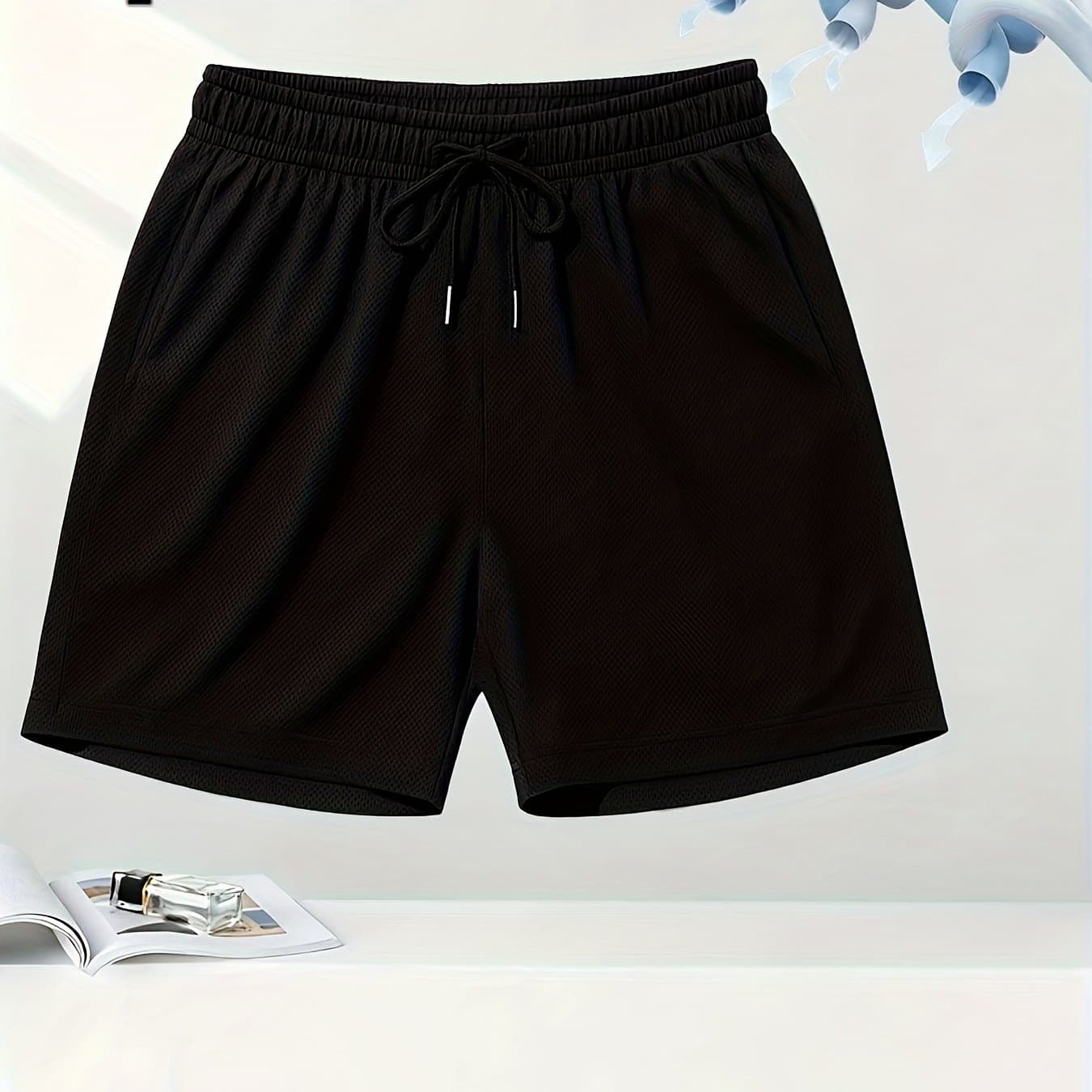 TEMU 's Obm 1pc Sports Casual Fitness Essential Solid Color Shorts Polyester Fiber Breathable Sweat-absorbent Soft Let You