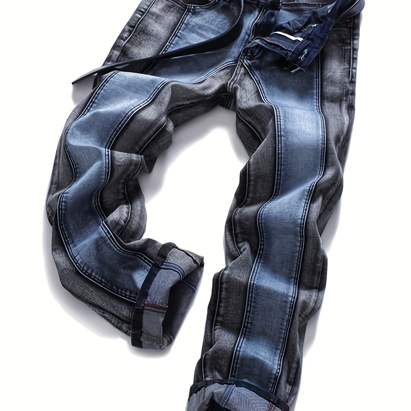 TEMU Men's Mid-rise Fashion Splice Stretchy Skinny Jeans