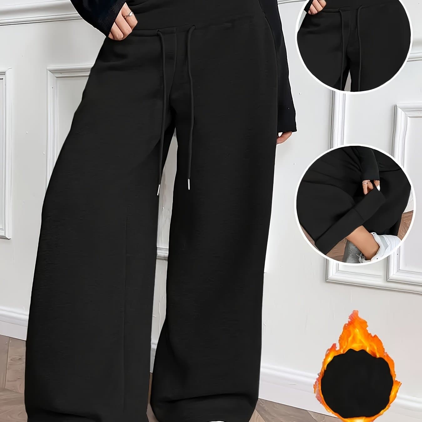 TEMU : Zj0905007) Fall Winter Solid Color Long Pants