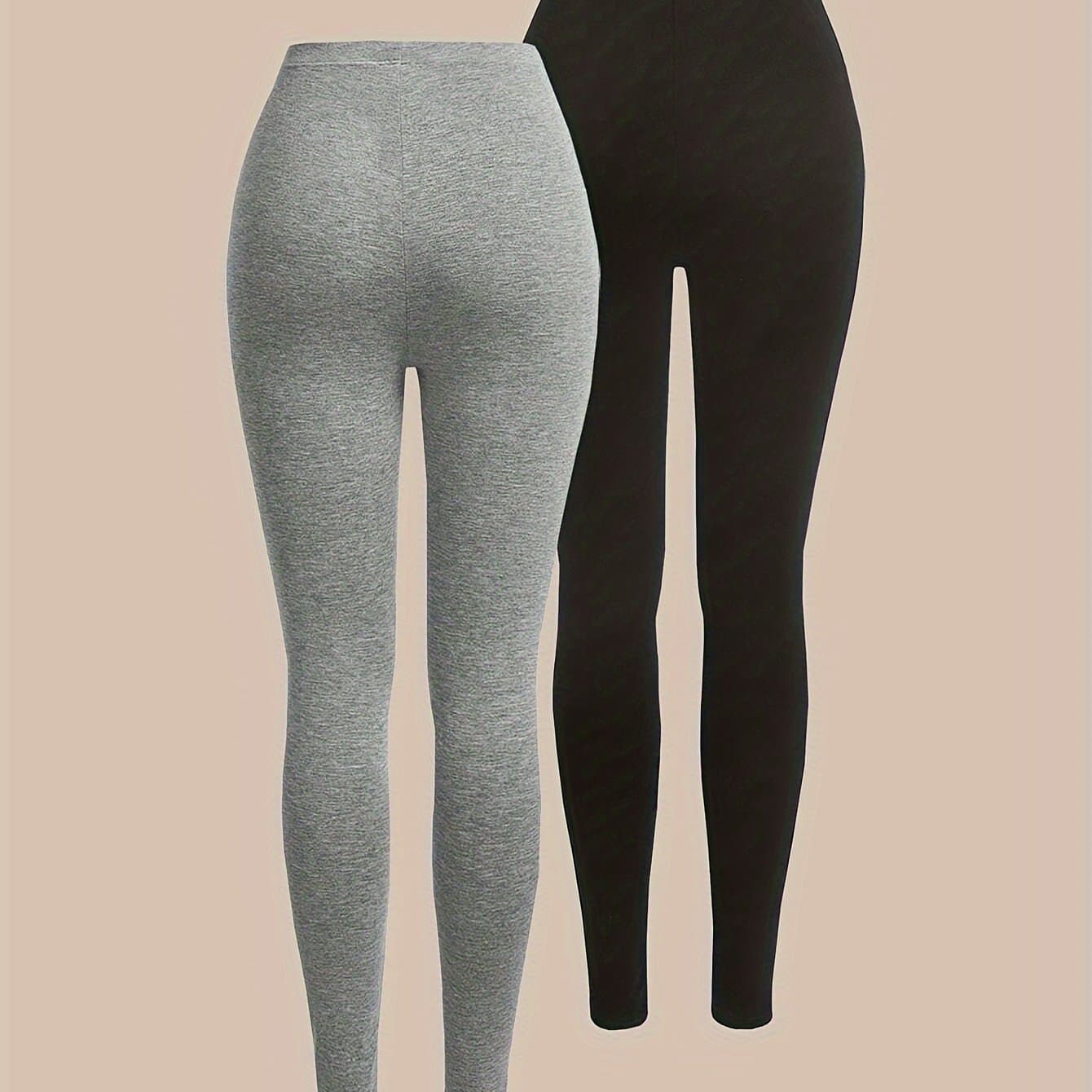 TEMU Vika Directional Two-piece Women's Leggings Light Grey Black Long Pants For Spring And Autumn Outerwear