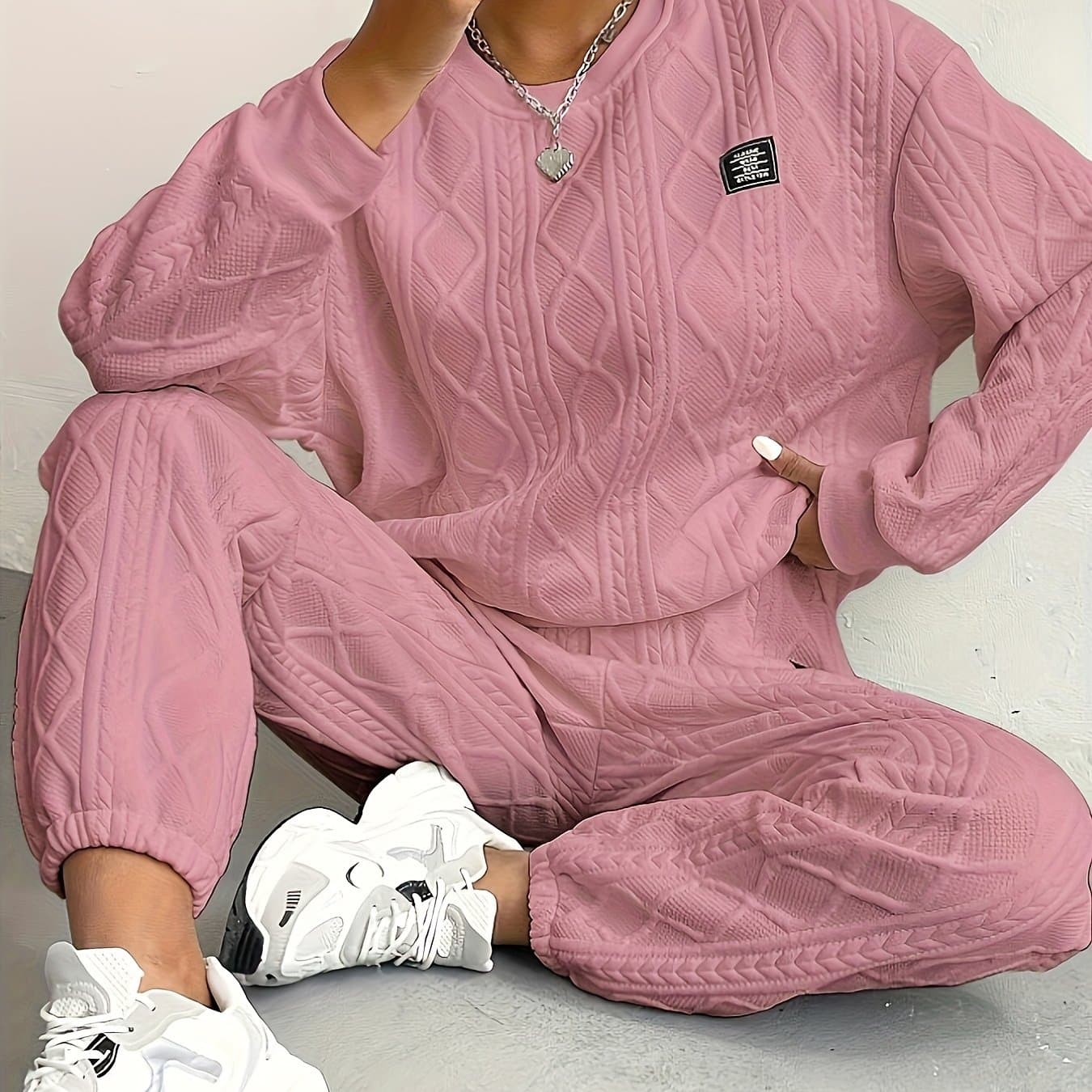 TEMU Women's Casual Sweatshirt And Sweatpants Two-piece Set, Women's Suit