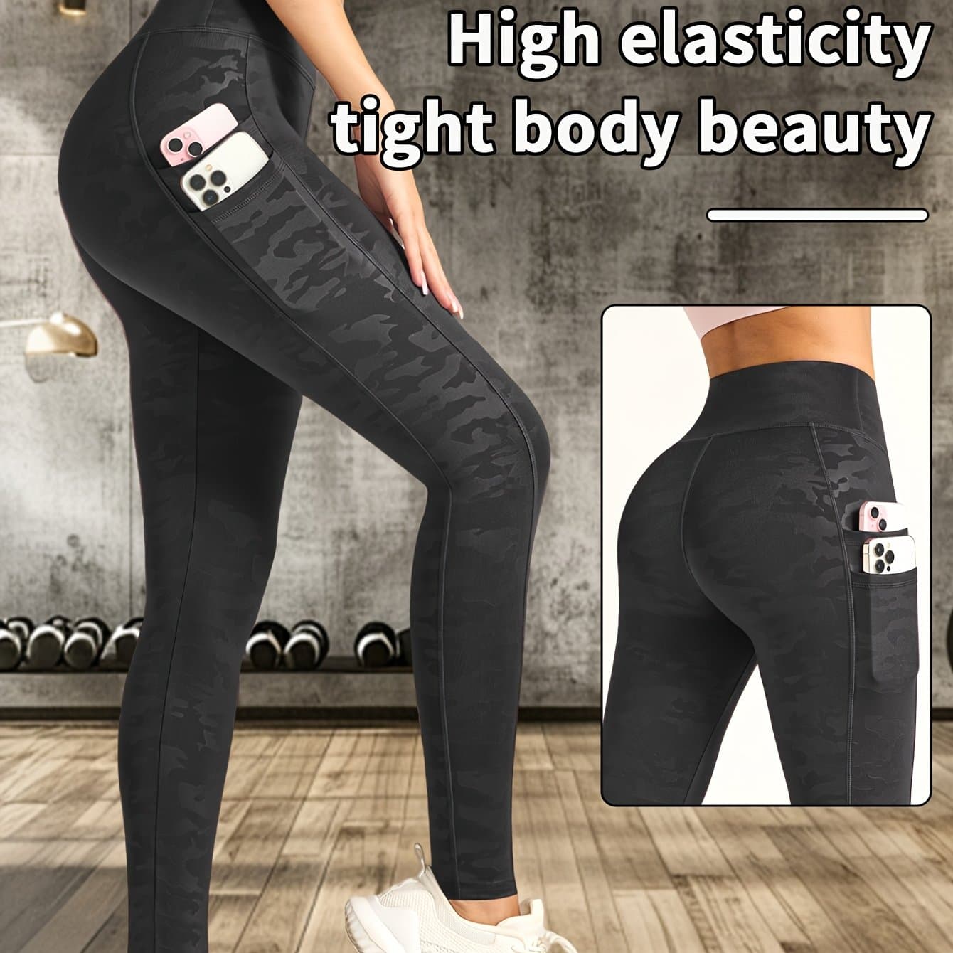 TEMU 5d Anti-scratch Print Yoga Pants, Breathable High-waisted Butt-lifting Stretch Leggings, Fitness Tights, Running Shaping Pants, Casual Women's Clothing