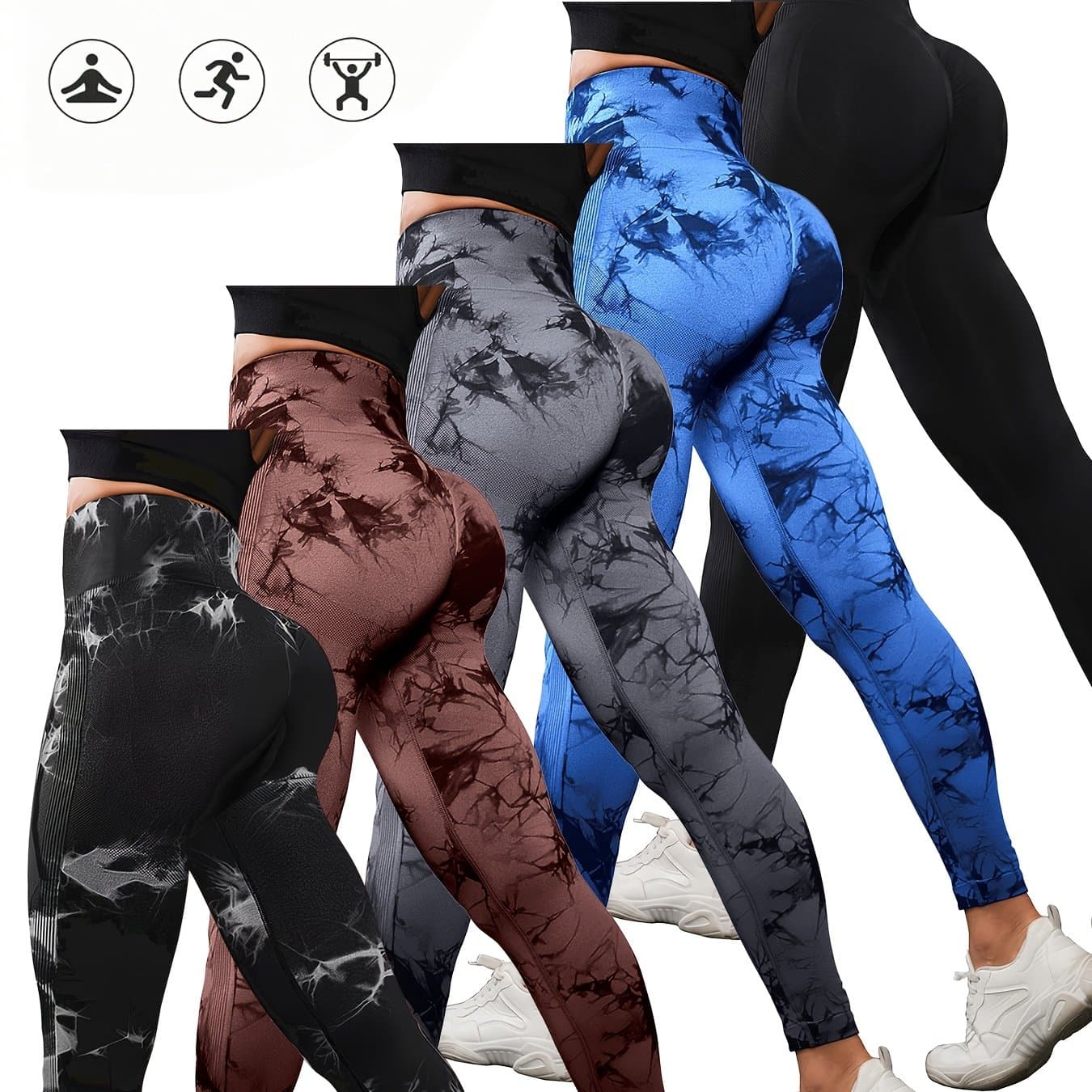TEMU 5pcs Set Of Women's High-waisted Leggings - Soft, Supportive Leggings Designed For Running, Yoga, , And Other Workouts