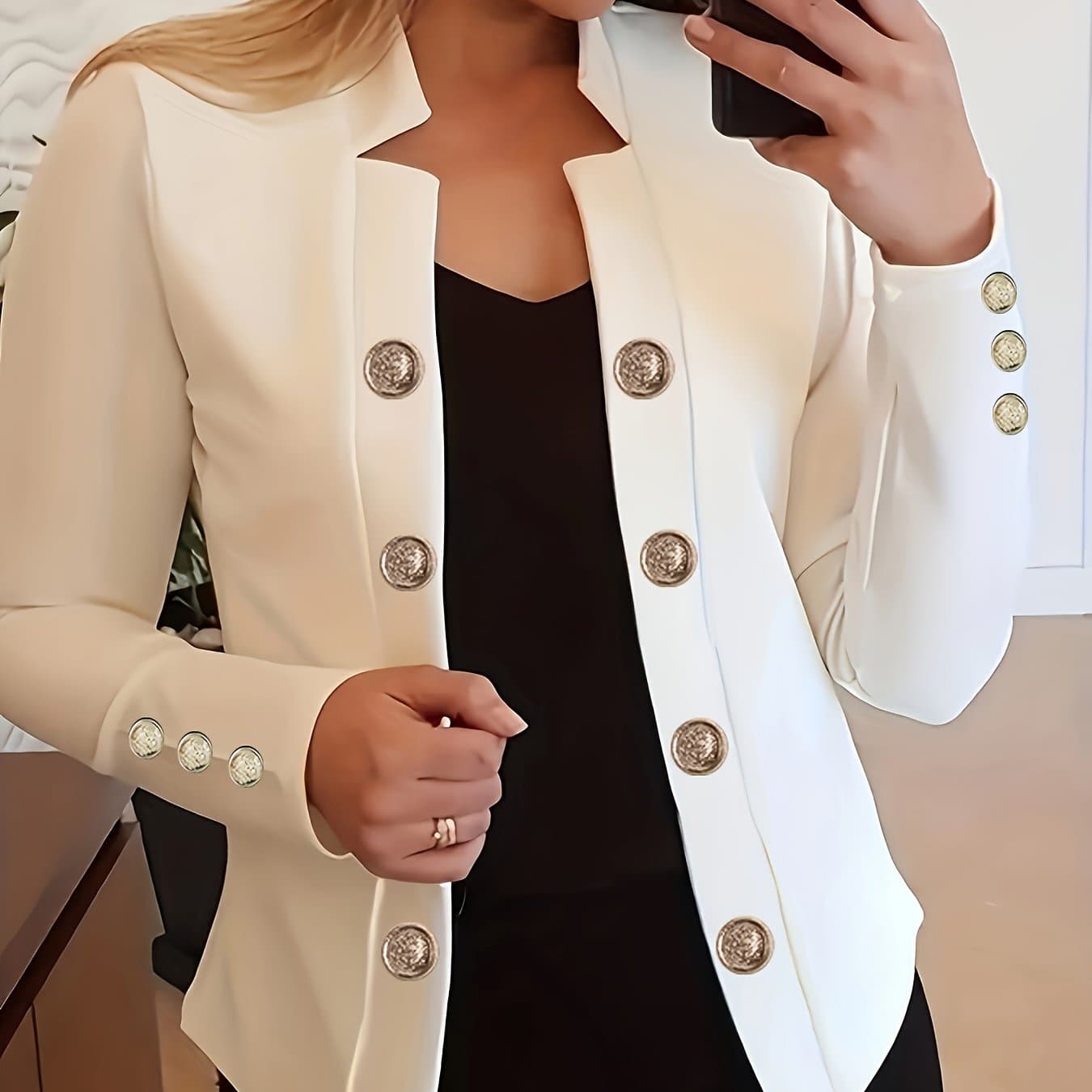TEMU Spring And Autumn Fashion Solid Color Thin Women's Long Sleeve Casual Jacket