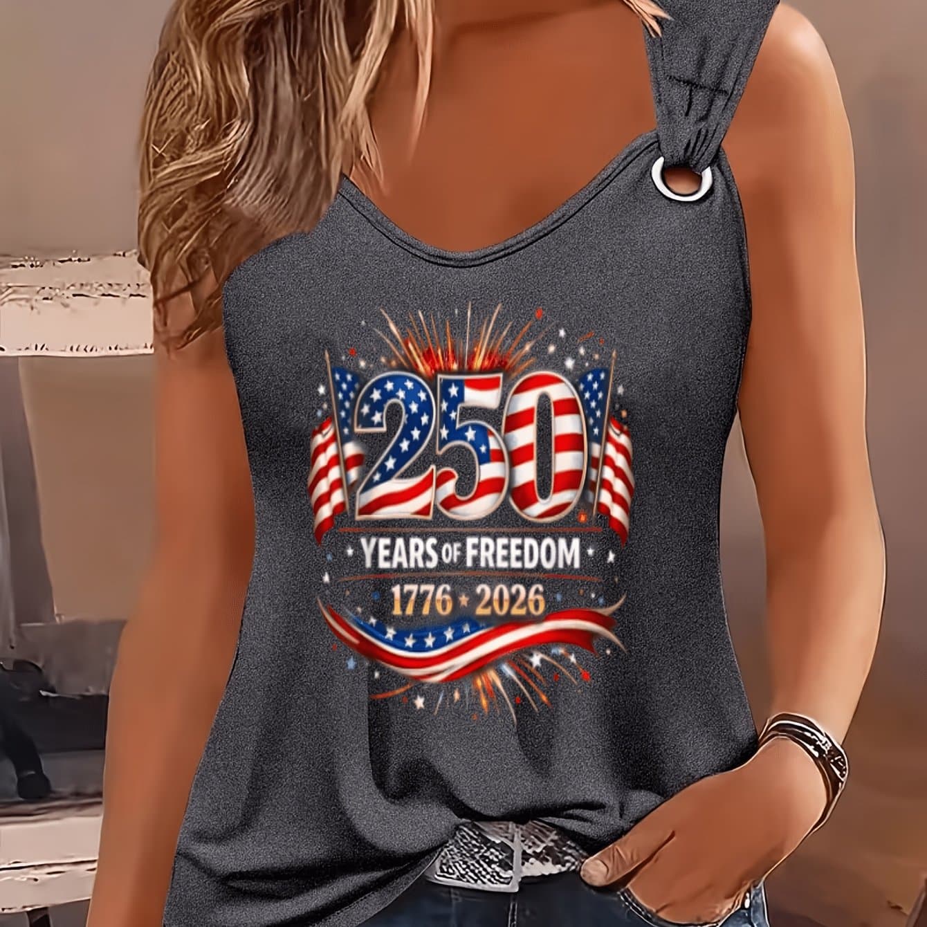 TEMU Tank Top Featuring Flag, Celebrating 250 Years Of , Great For , , Or As A Gift, Perfect For Occasions Like Easter, , And Memorial Day