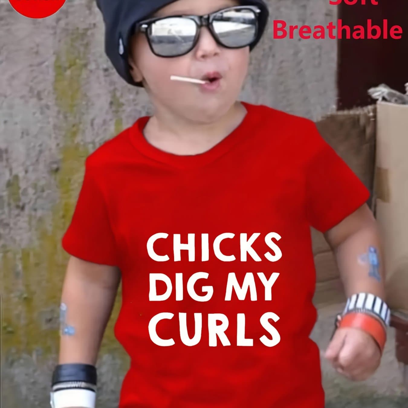 TEMU Boys' "chicks Dig " Printed Round Neck T-shirt, Pure Cotton, Comfortable, Soft And Breathable, Children's Summer Outdoor Leisure Sportswear