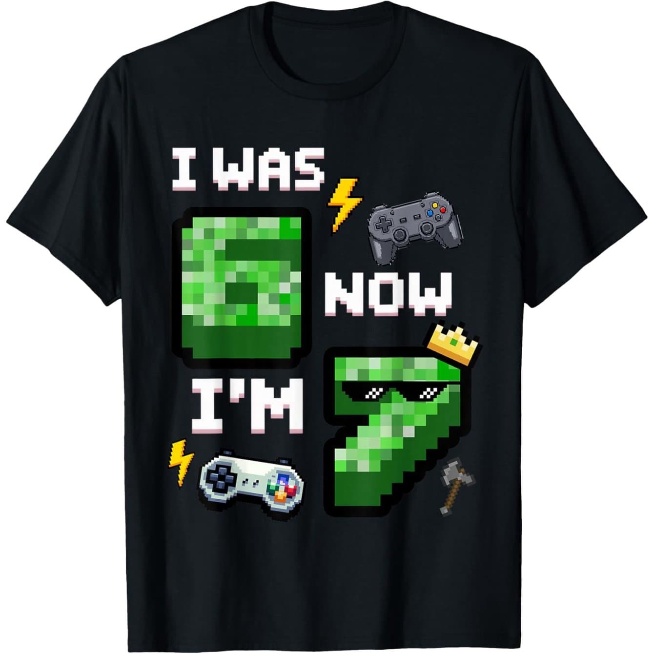 TEMU 7 Year Old Birthday Outfit: "i Was 6 Now I'm 7" & 66 (for 7) Print T-shirt - Soft Breathable Cotton Boys Girls Tee Suitable For Birthday,, Casual Wear - Comfortable Wearable Celebration Tee