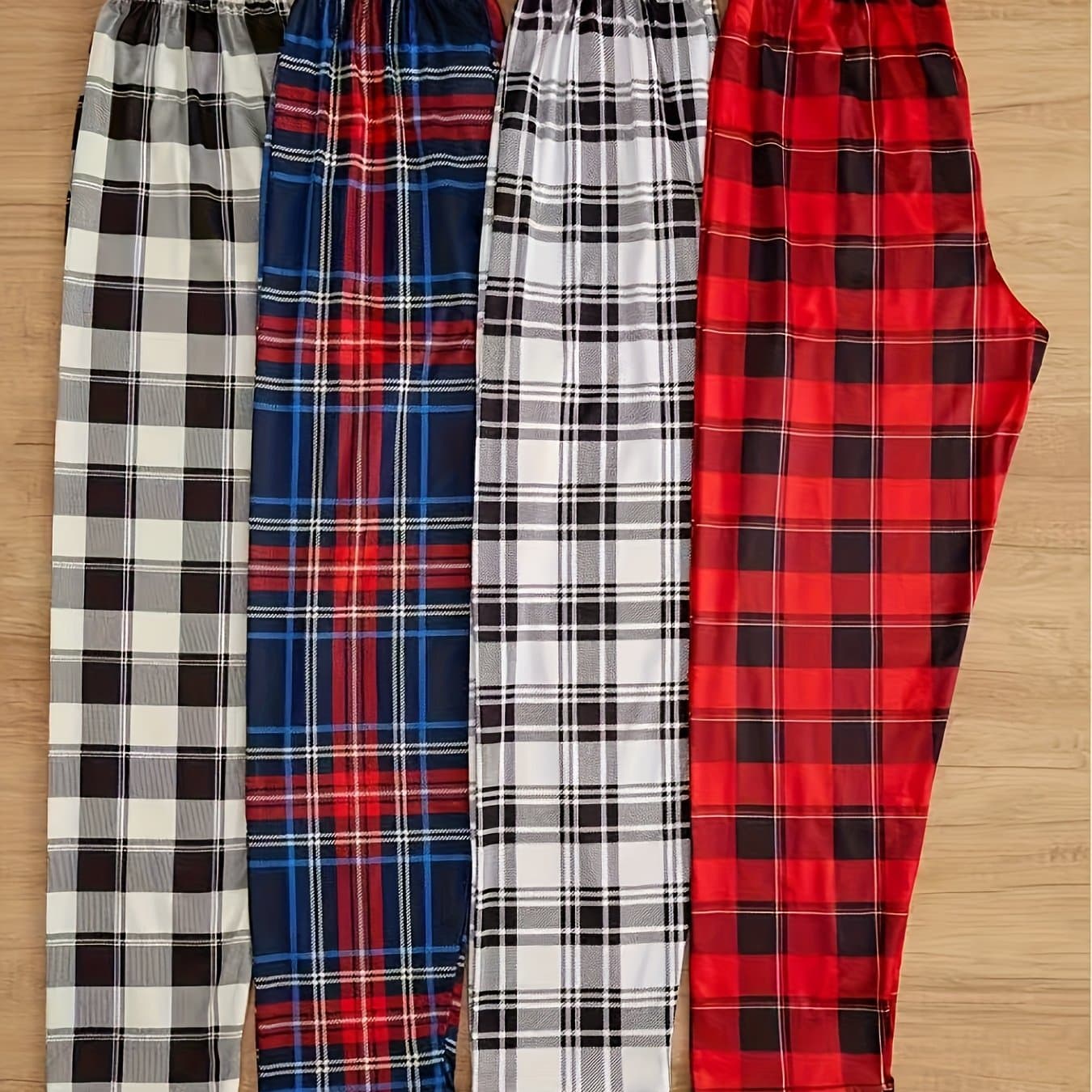 TEMU 4pcs Set Of Men's Casual Plaid Long Pants Pajamas For Spring And Summer, Fashionable Trendy Pants Pajamas For Autumn And Winter Loungewear