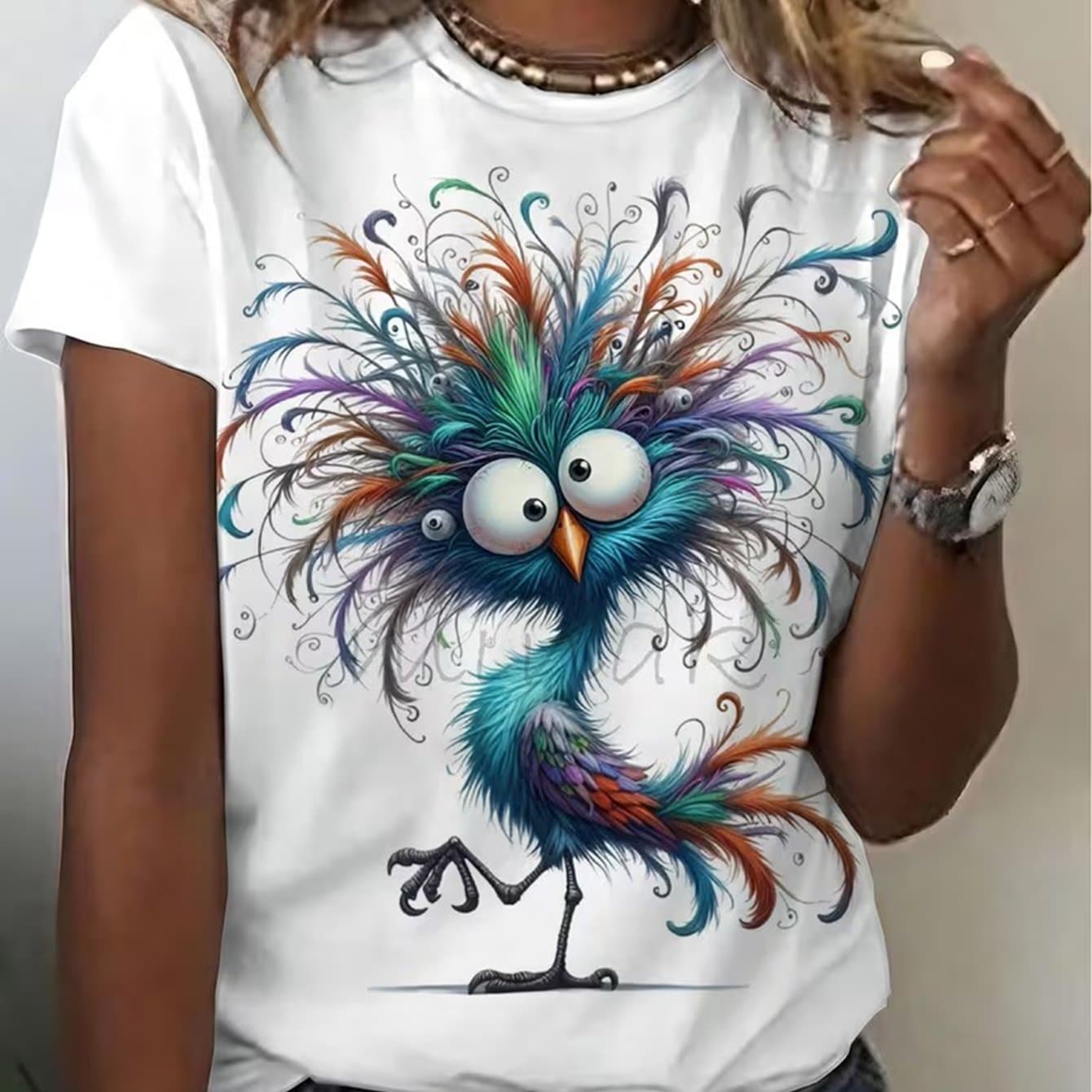 TEMU This Stylish Letter Print Women's Round Neck T-shirt Features A , Is Comfortable And Breathable, Casual Wear, Showcasing And Elegant Style, A Must-have For Summer Parties, With Local Shipping