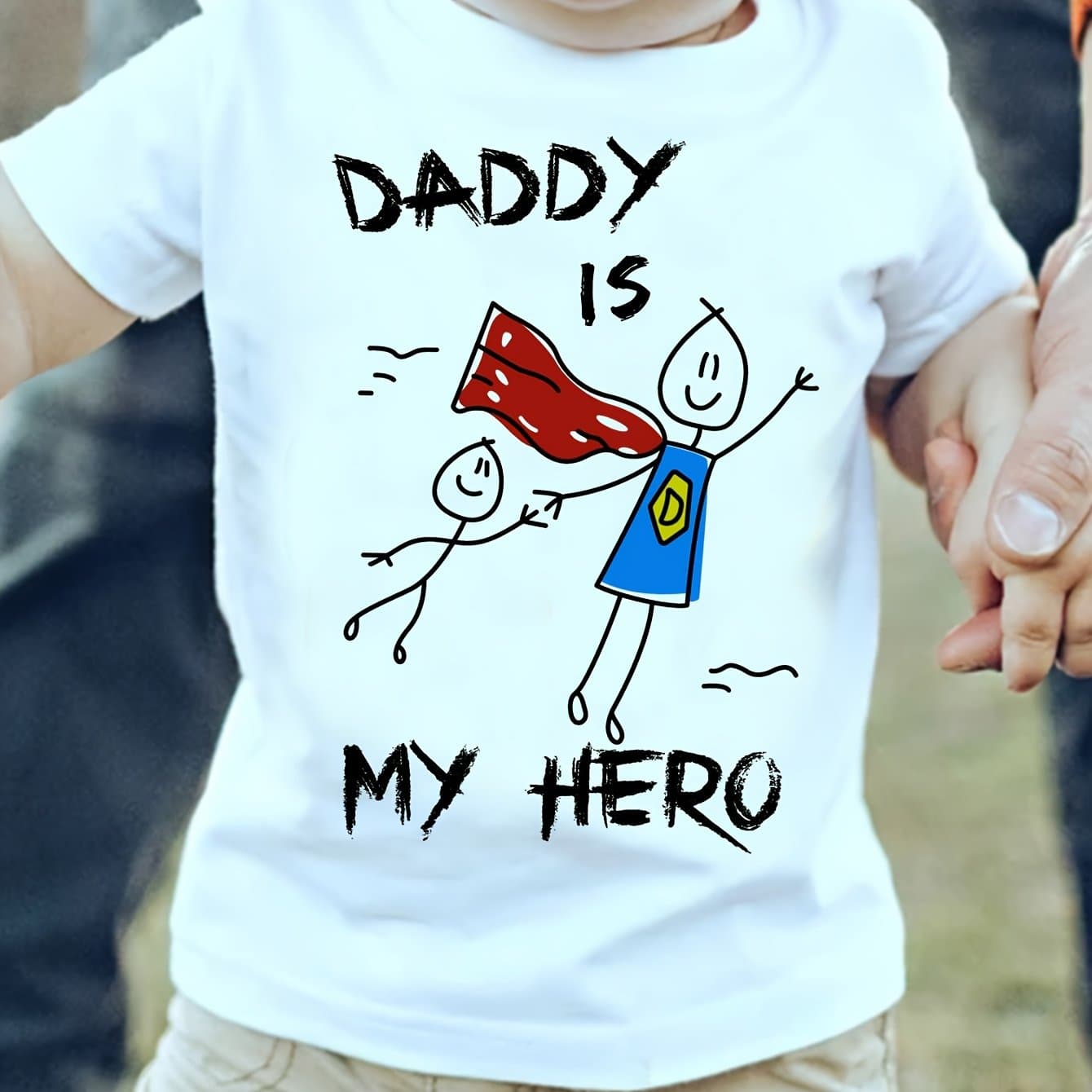 TEMU T-shirt With A Cartoon Print Saying 'daddy Is My Hero', Cute And Comfortable, Outdoor Wear