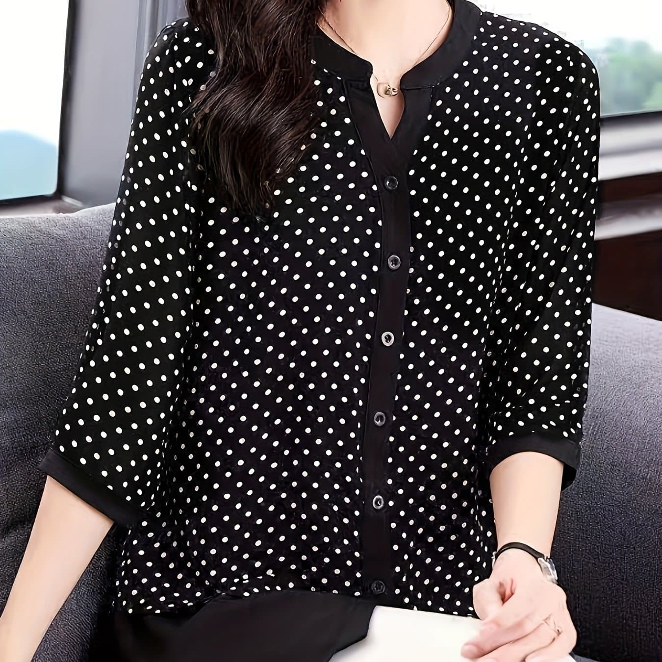TEMU Stylish Polka Dot Shirt For Women