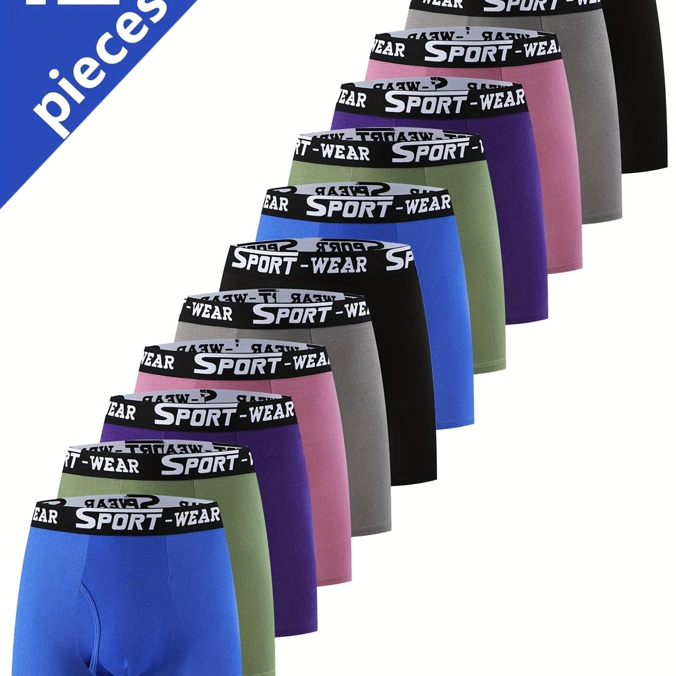TEMU 12pcs Men's Slim-fit Briefs - Breathable, Quick-drying, High- Waistband, Suitable For Gyms, Running, Boxing, And Daily Wear - Solid Color (black, , Gray, Purple, Green, ), Sports , Sports Briefs