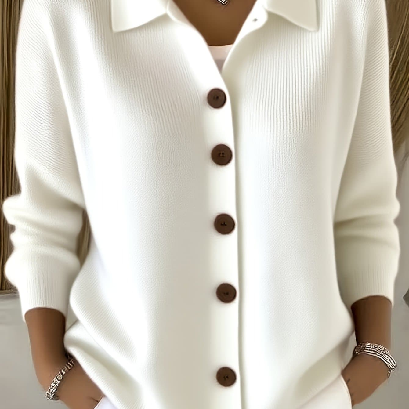 TEMU Button Lapel Sweater Cardigan, New Autumn And Winter Solid Color Casual Knitwear Cardigan
