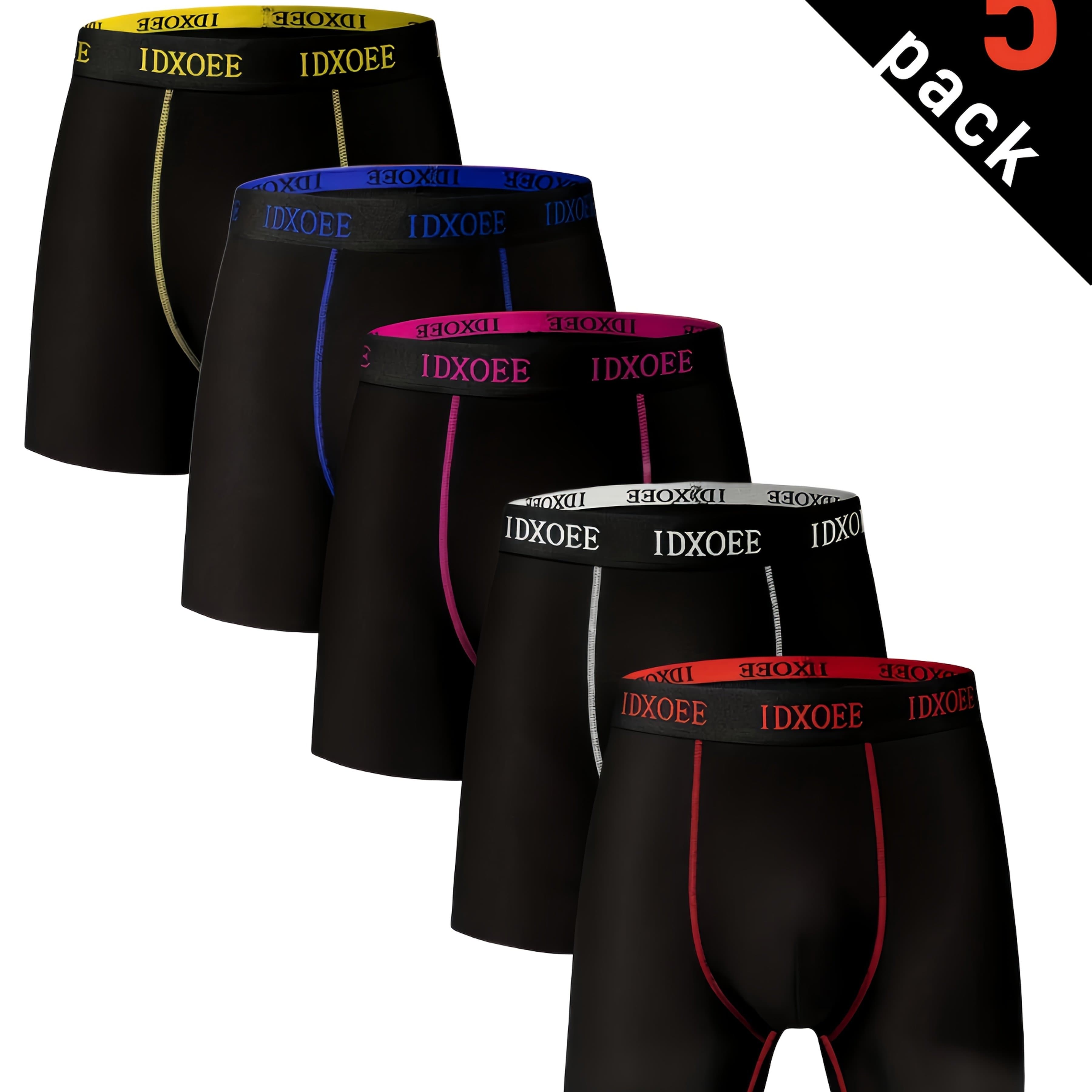 TEMU 5pcs Men's Breathable Boxer Briefs Solid Color With Side Stripe, Durable & Comfortable, Wear, Fashionable, Breathable, Comfortable Sports Underpants