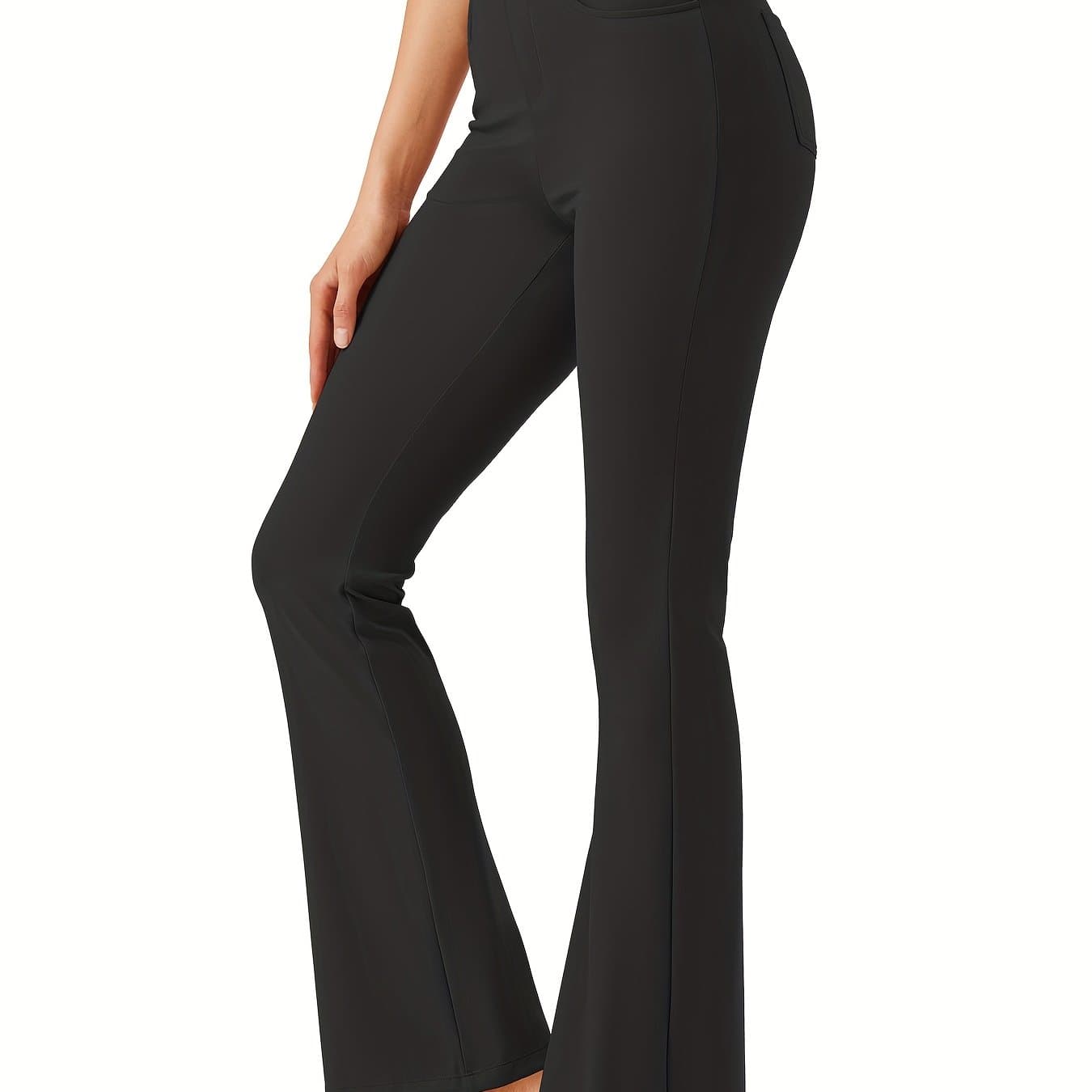 TEMU Women's Work Yoga Dress Pants Flare Leg Slacks With 4 Pockets High Waist Tummy Control Soft Comfy Fabric Casual
