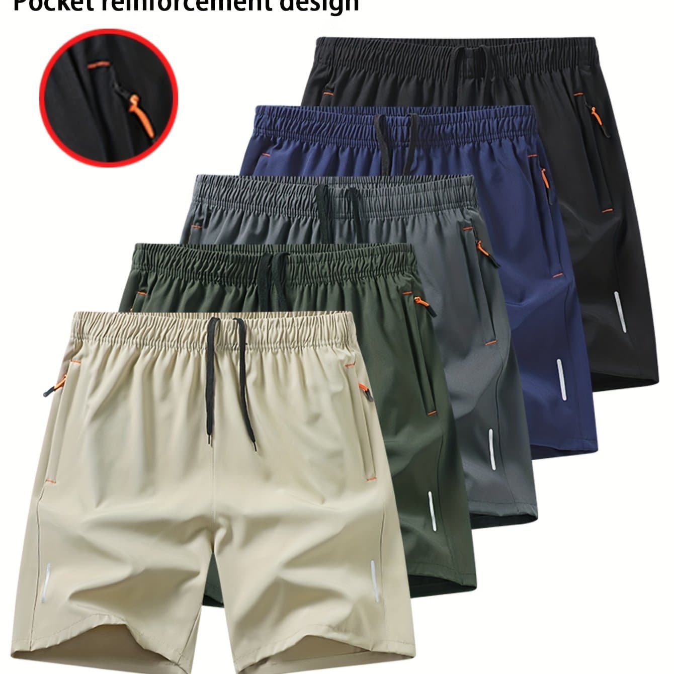 TEMU Men's 5 Pack Shorts, Men's Fashion Shorts, Men's Sports And Leisure Shorts, Men's Outdoor Sports Shorts, Men's Running Shorts.