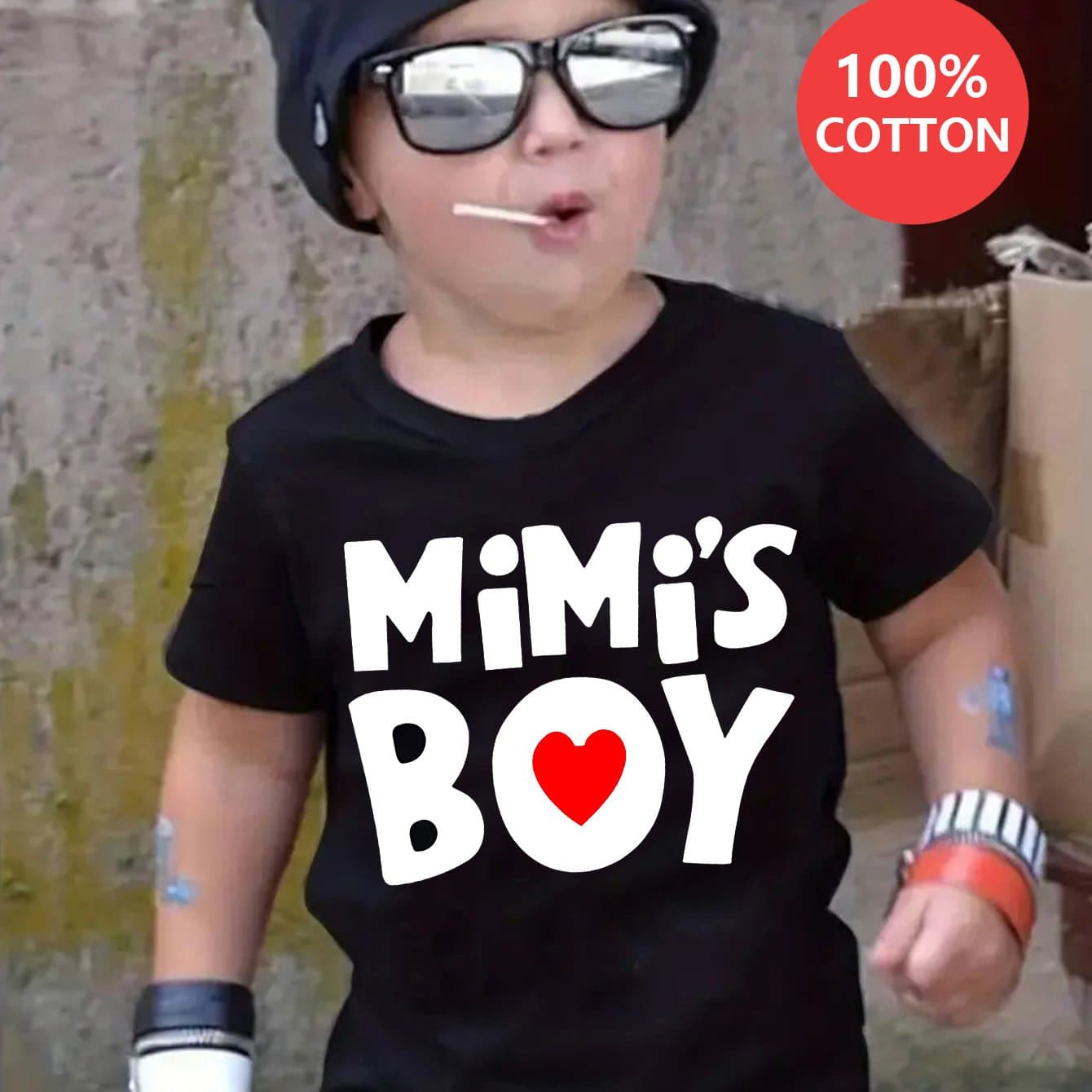 TEMU Mimi Boy Love Print 100% T-shirt