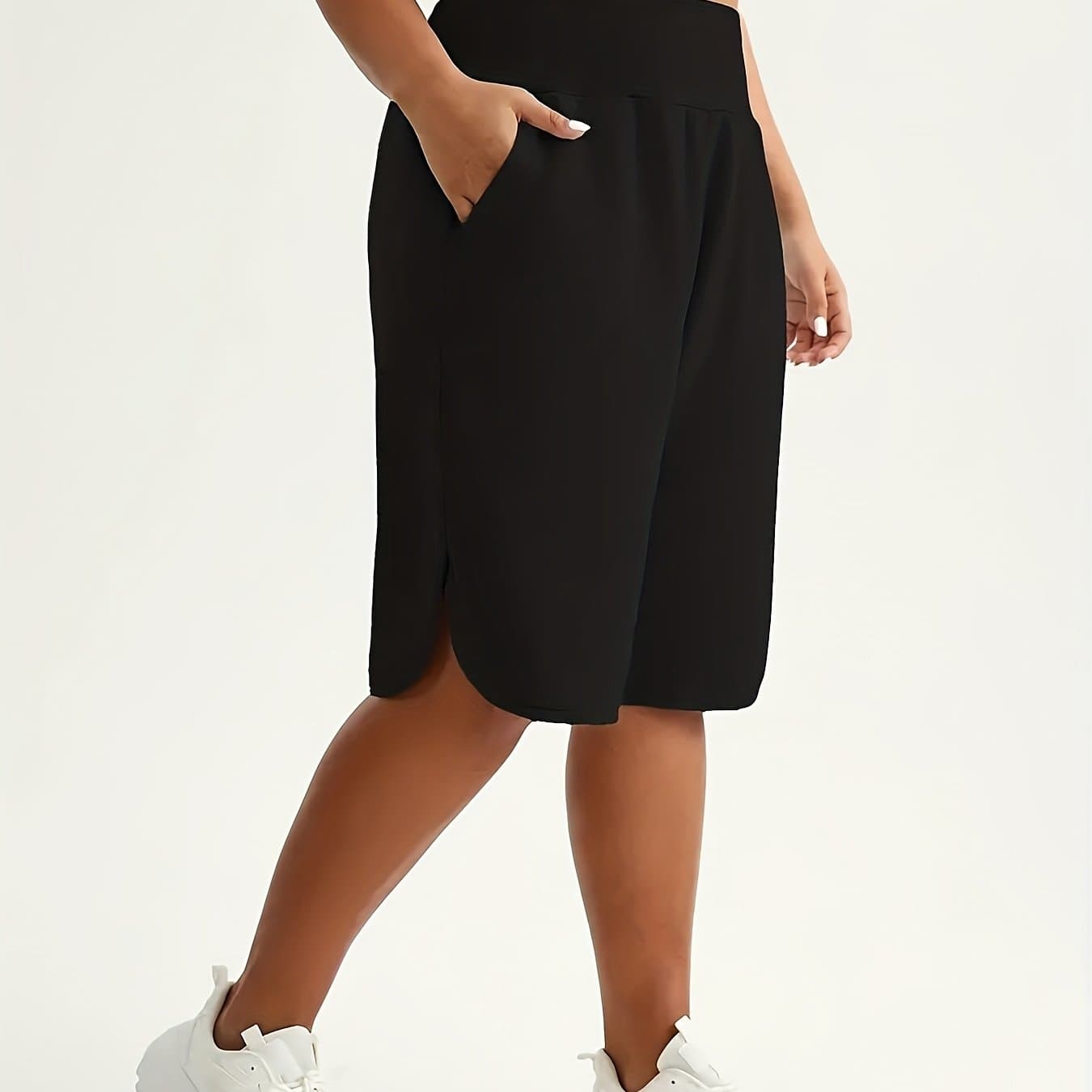 TEMU Plus Size - Plus Size - Loose Plus Size Shorts With Color Block And Pockets