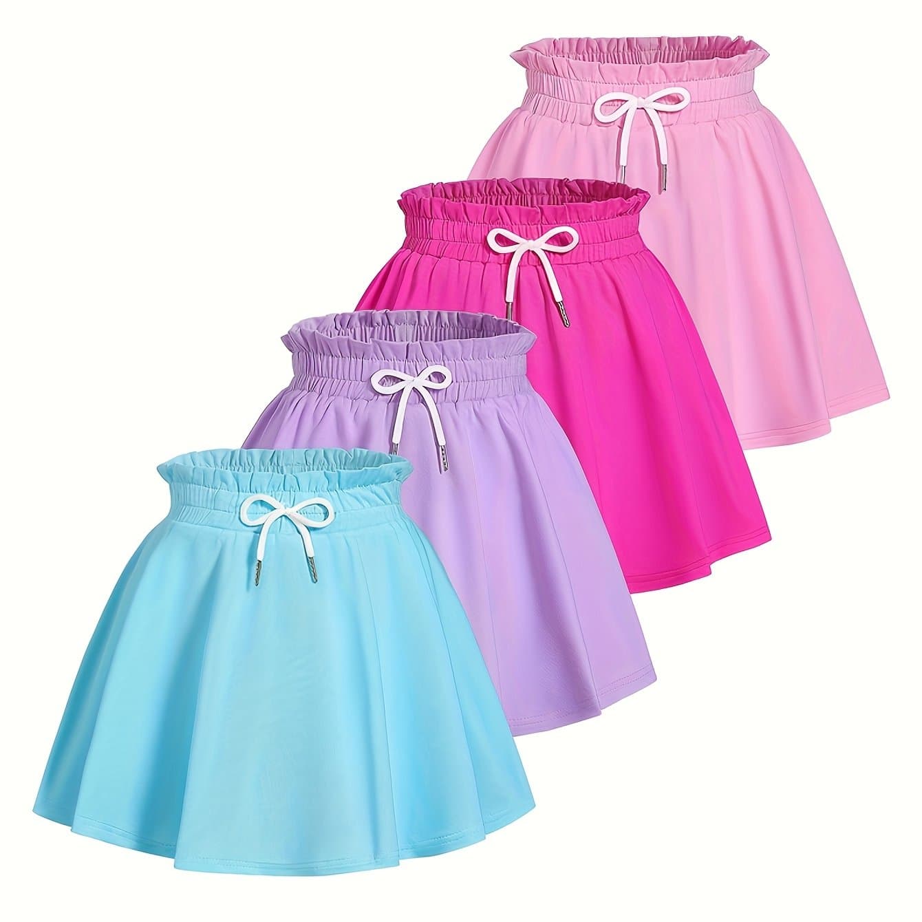 TEMU 4pcs Girls Summer Fashion Shorts Summer Children Quick Dry Solid Color Comfortable Breathable Korean Style Girls Beach Pants Dress Easter Gift, Perfect For Outdoor