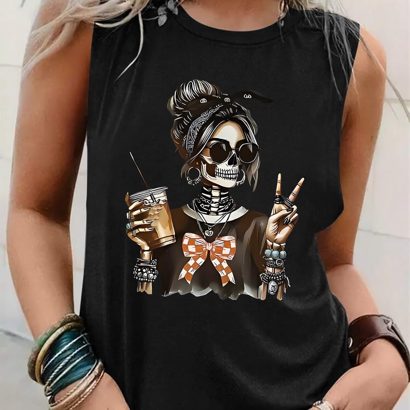 TEMU Graphic Print Tank Top, Sleeveless Casual Top For Summer And Spring, Women's Clothing thumbnail 6