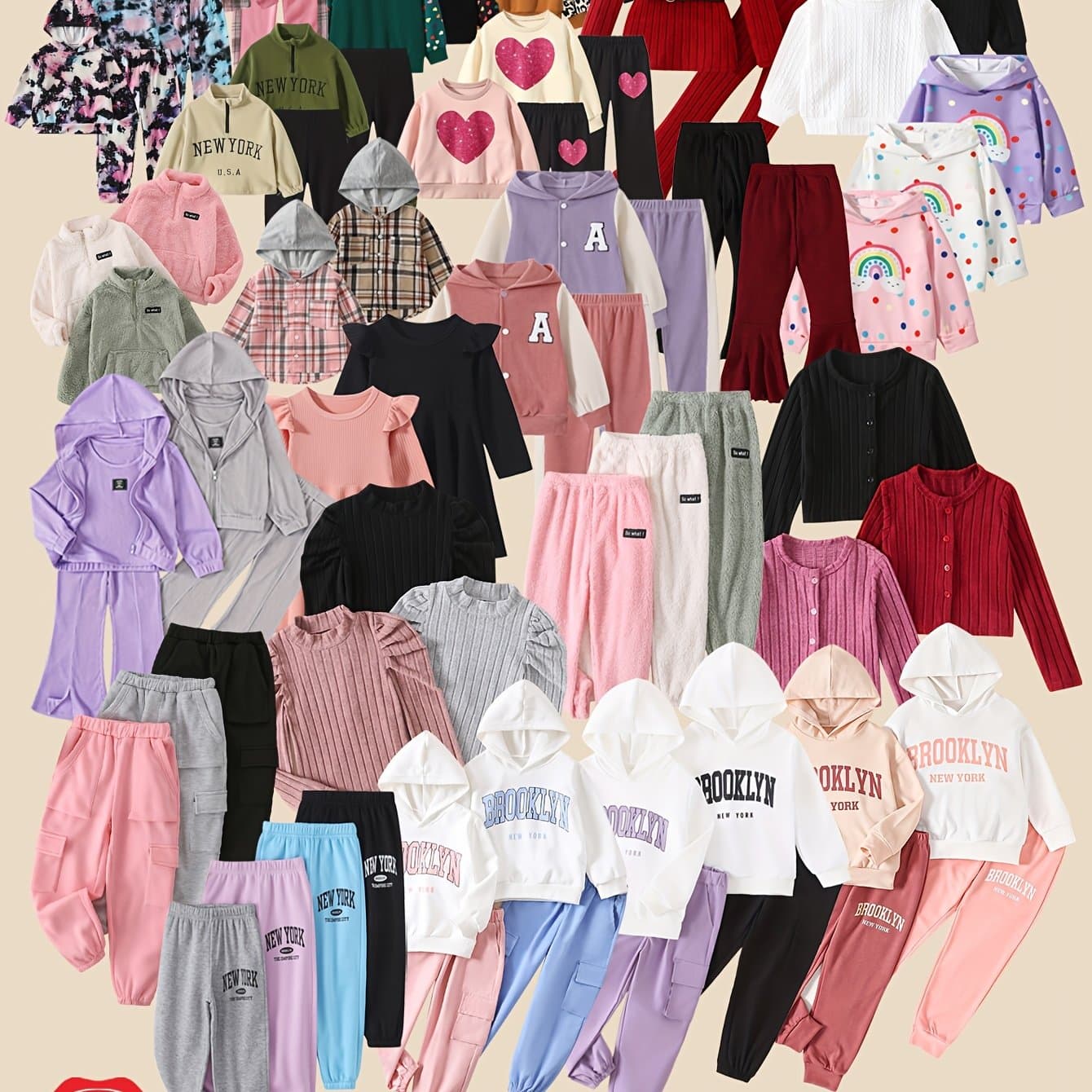 TEMU 4pcs Autumn/winter Girls' Clothing Fashionable Outdoor Wear For Girls Aged 3- Outfits For Festive Occasions Colours Sent At Random Please Do Not Purchase Mind The Random , For Outdoor