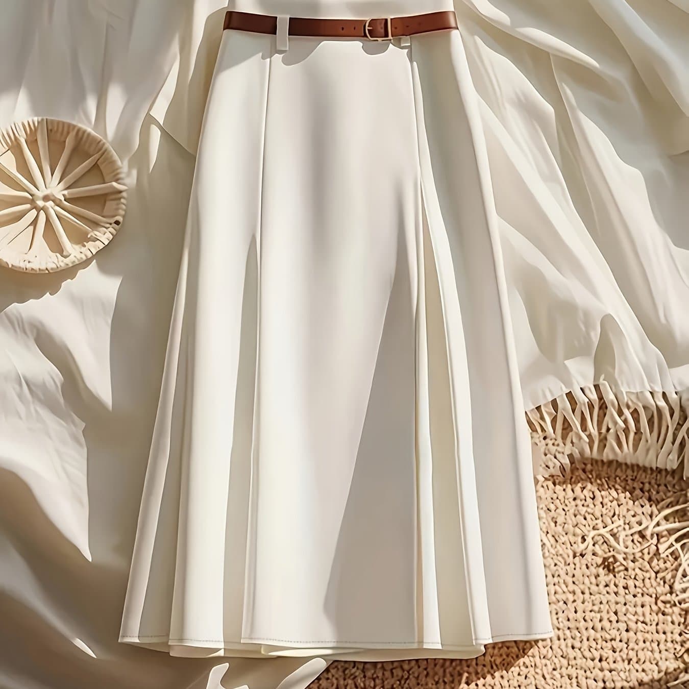 TEMU Plus Size - Plus Size - Large Women's Elegant Waistband A-line Skirt - Machine Washable Solid Color Slim Fit, Versatile For All , Suitable For Office And Leisure Use, Without A Belt