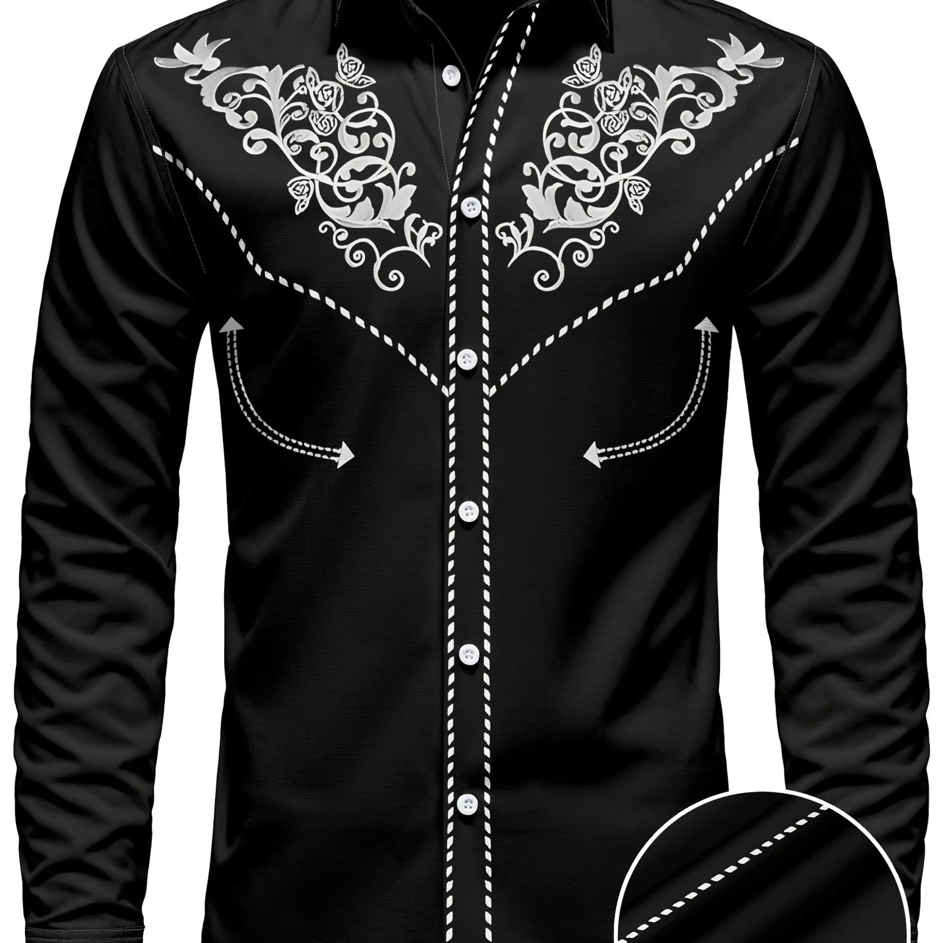TEMU Salemen's Western Denim Long Sleeve Shirt