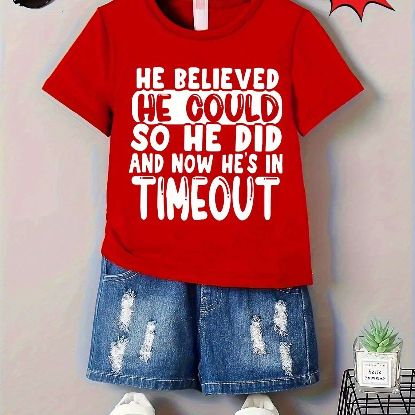 TEMU He Believed He Could So He Did And Now Intimeout Print 100% T-shirt