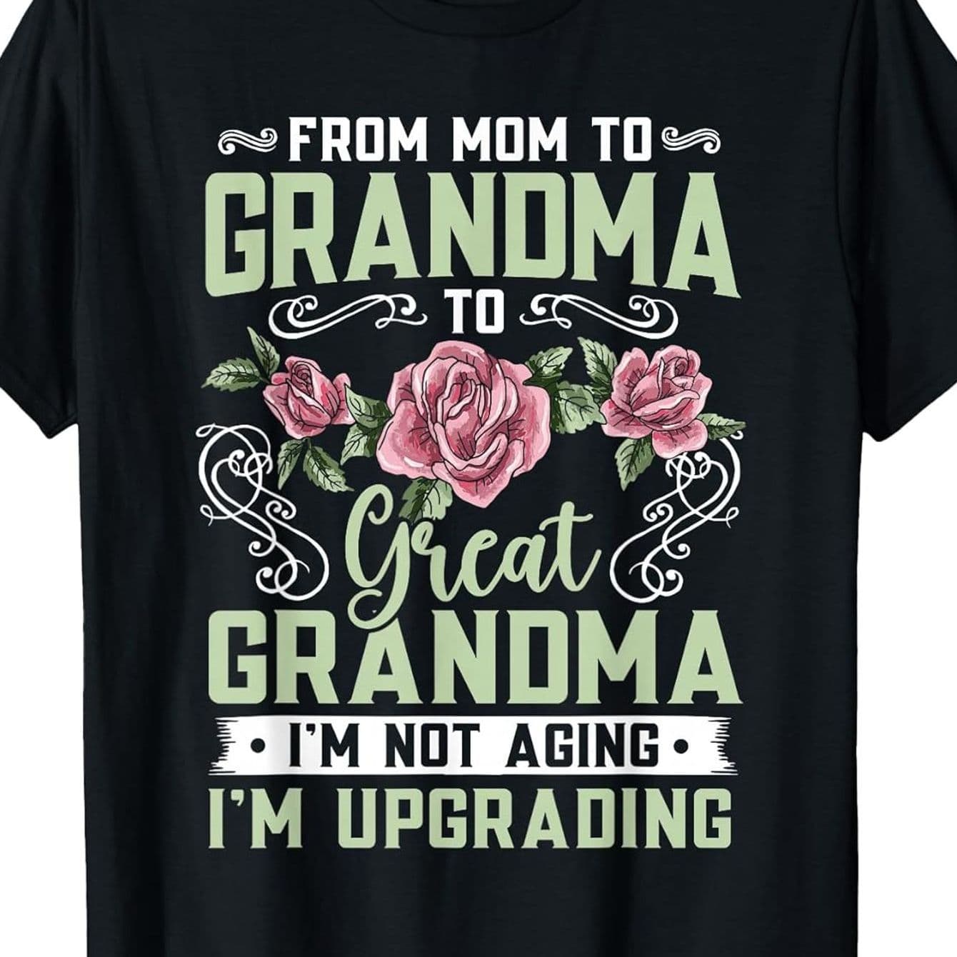 TEMU Men's T-shirt, Black, Round Neck, Grandma Inspirational Language Theme, Mom Grandma Great- T-shirt