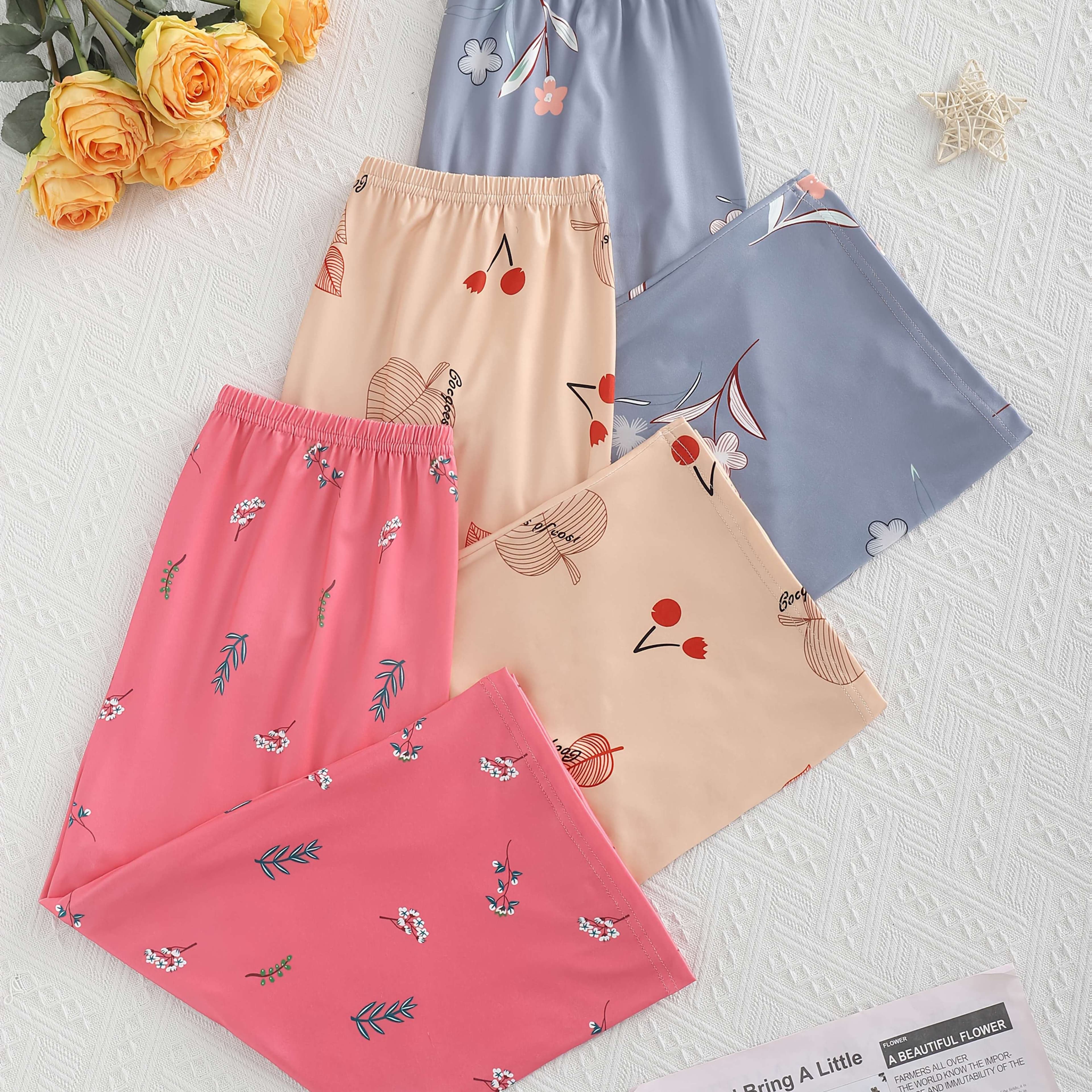 TEMU 3 Floral Printed Comfortable And Casual 30% Pants