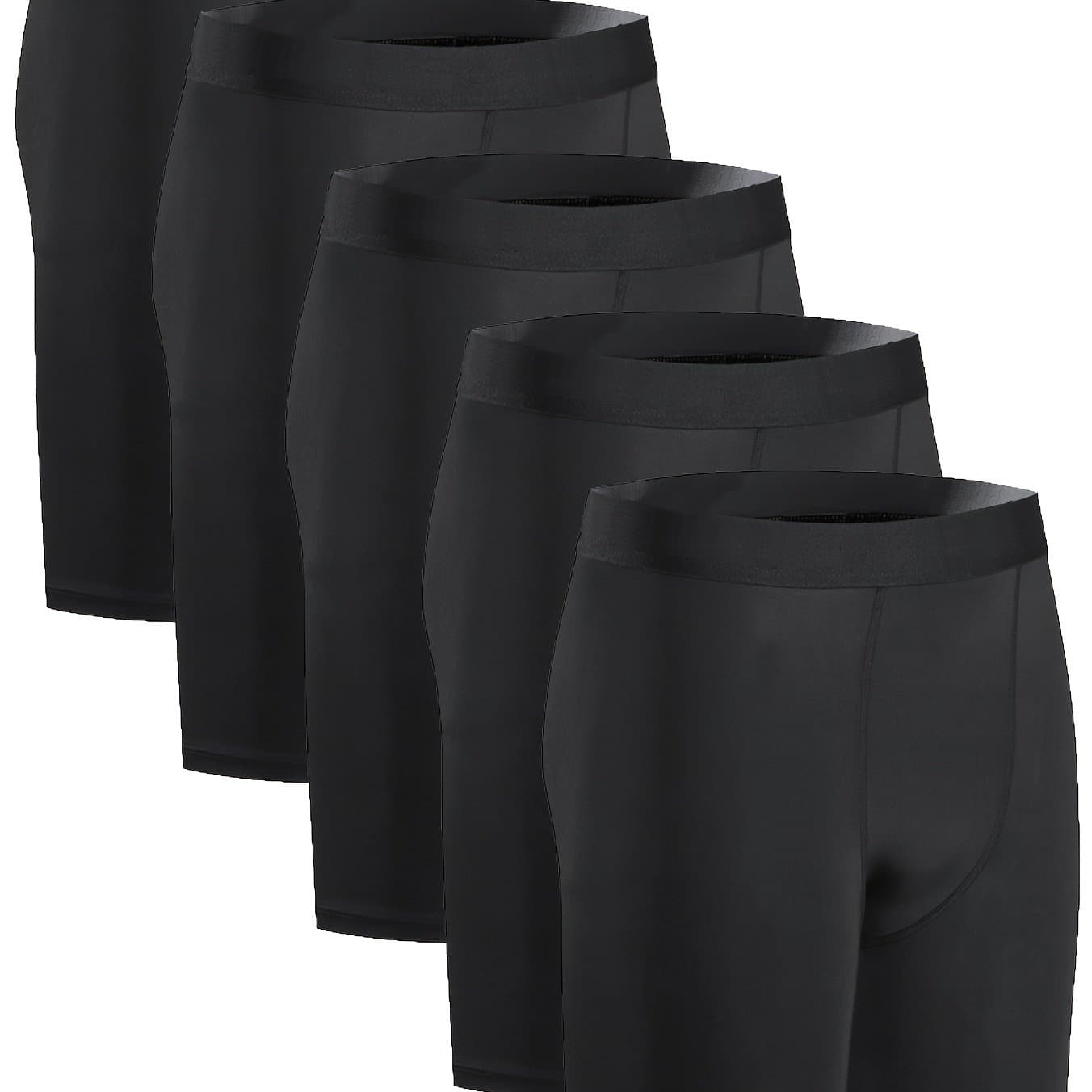TEMU 5-pc Men's Compression Sports Boxer Briefs, Breathable Quick-drying Performance Shorts, Suitable For Training Running Basketball Men's Running And Fitness Apparel