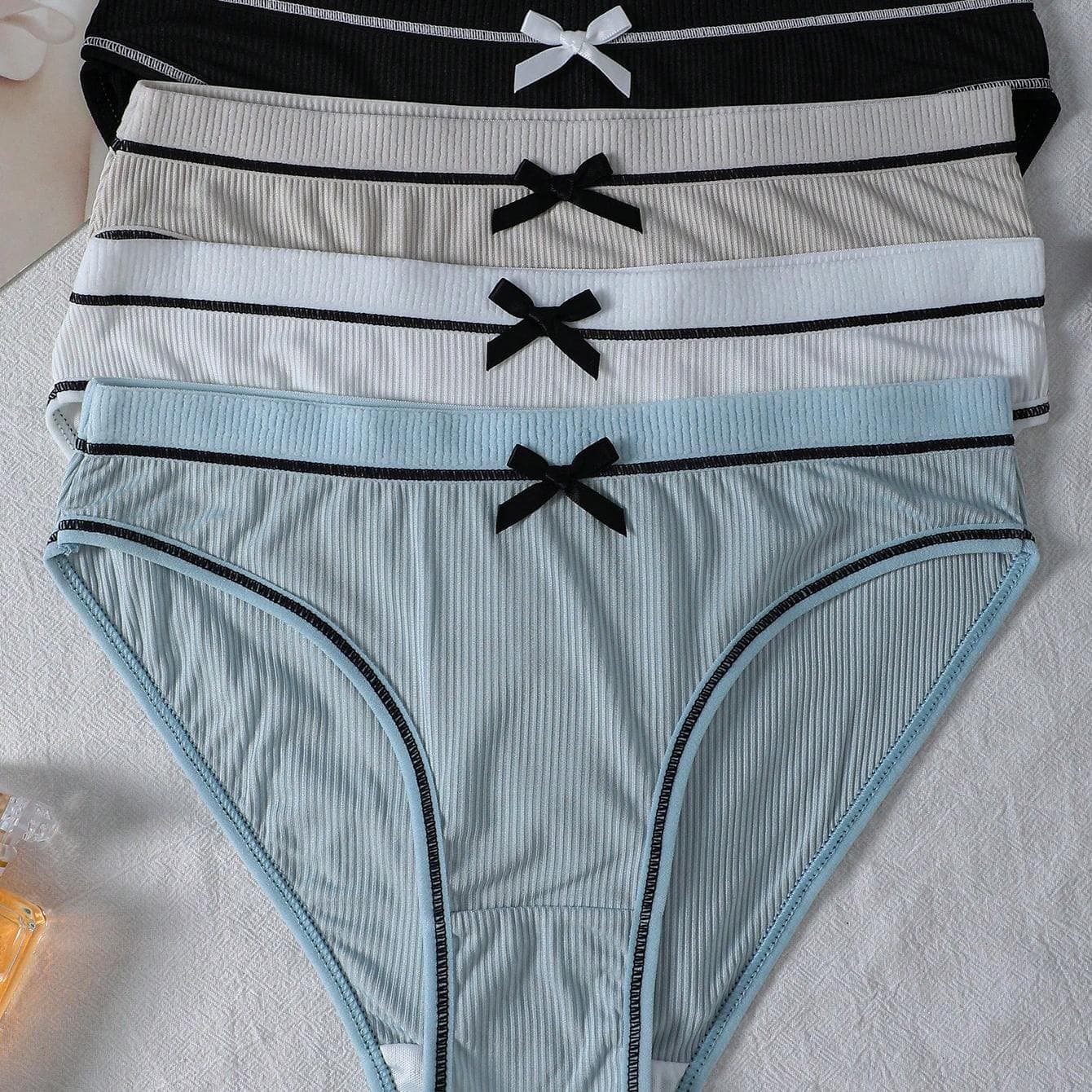 TEMU 4pcs Ribbed Briefs Comfortable Women Cute Panties For Pack