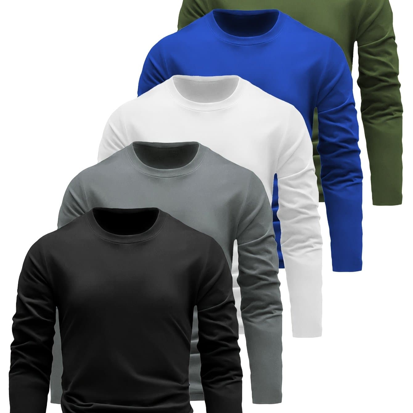 TEMU Set Of ' Color Long-sleeve Sports Tops With Round Neck, Designed For Quick Drying. Breathable And Comfortable Pullovers Are Ideal For Gym Workouts, Sports Activities, Training , And Running