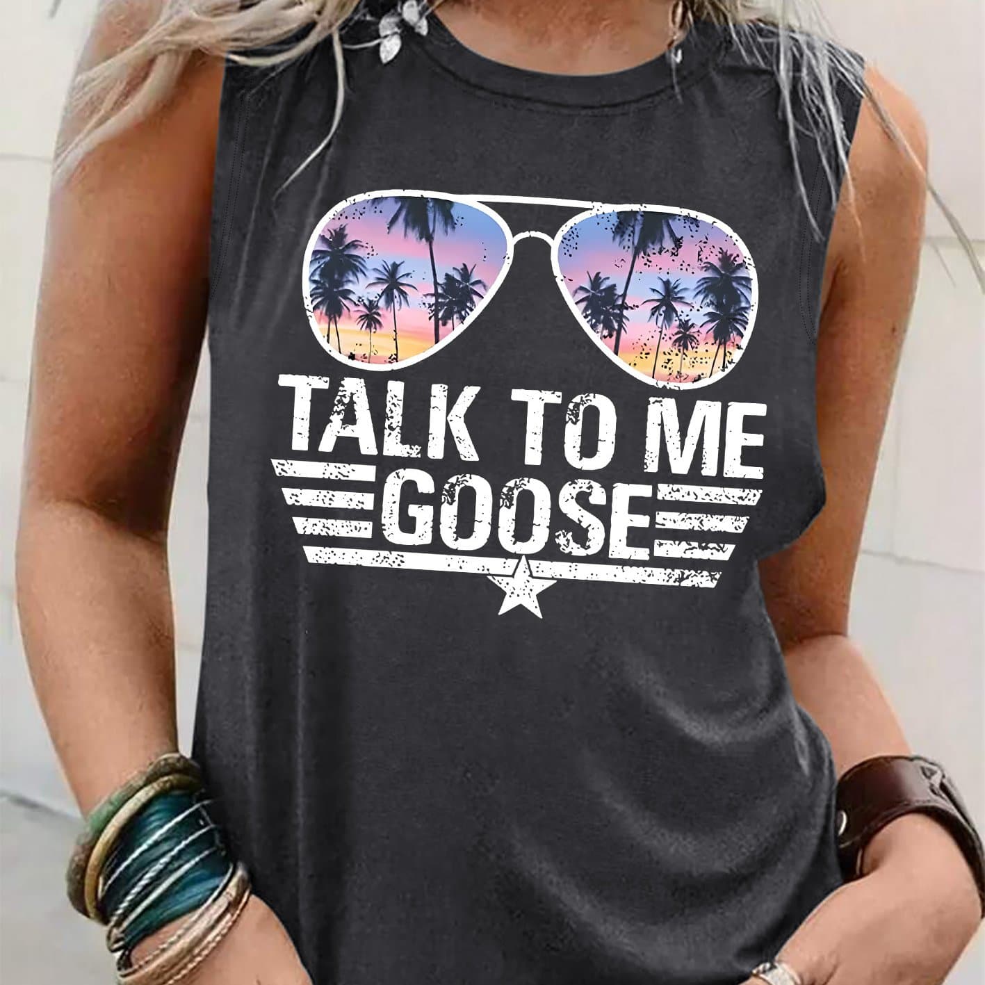 TEMU Graphic Print Tank Top, Sleeveless Casual Top For Summer And Spring, Women's Clothing thumbnail 5