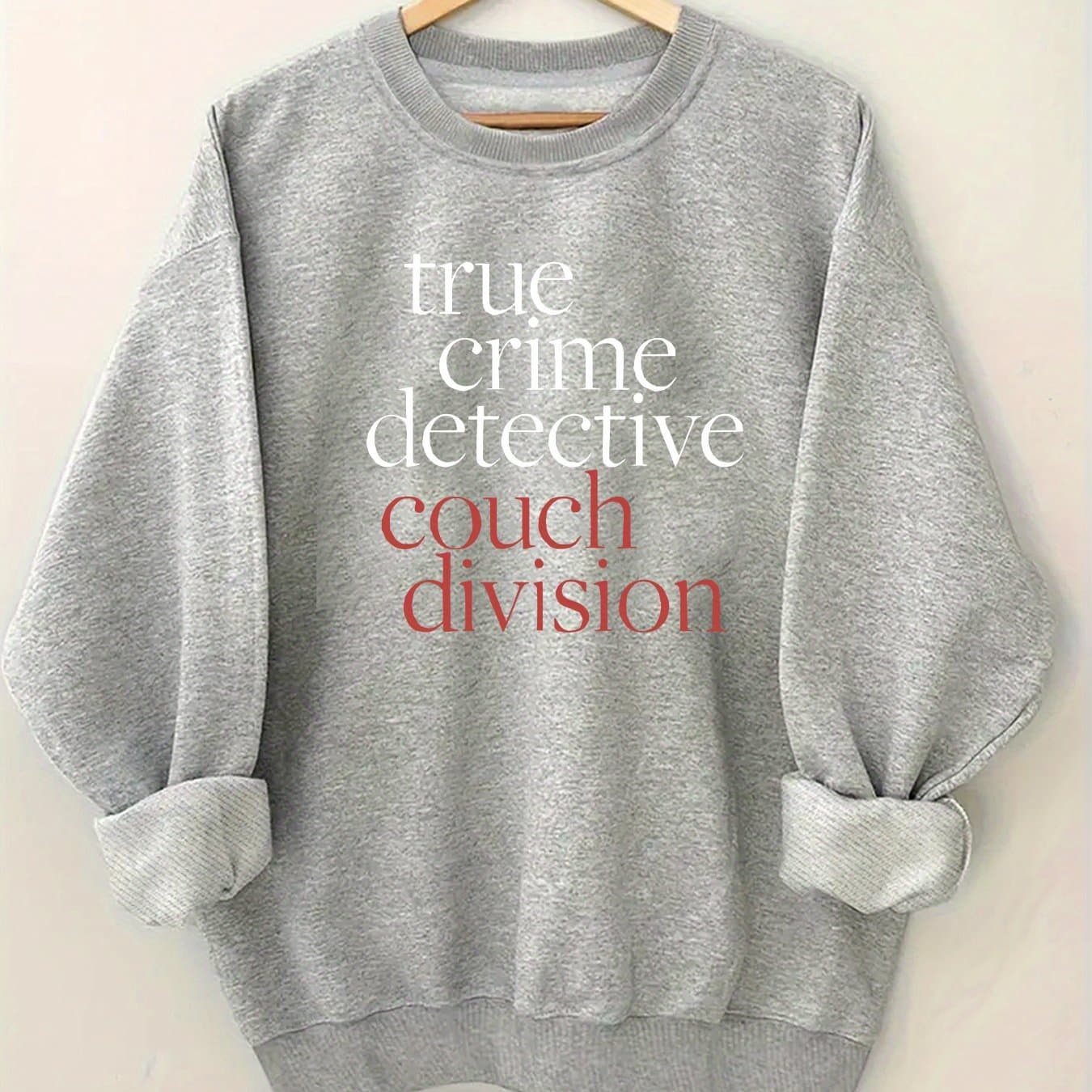 TEMU Detective Couch Division Alphabet | Crew Neck Sweater, , Long Sleeve, Fall/winter Season