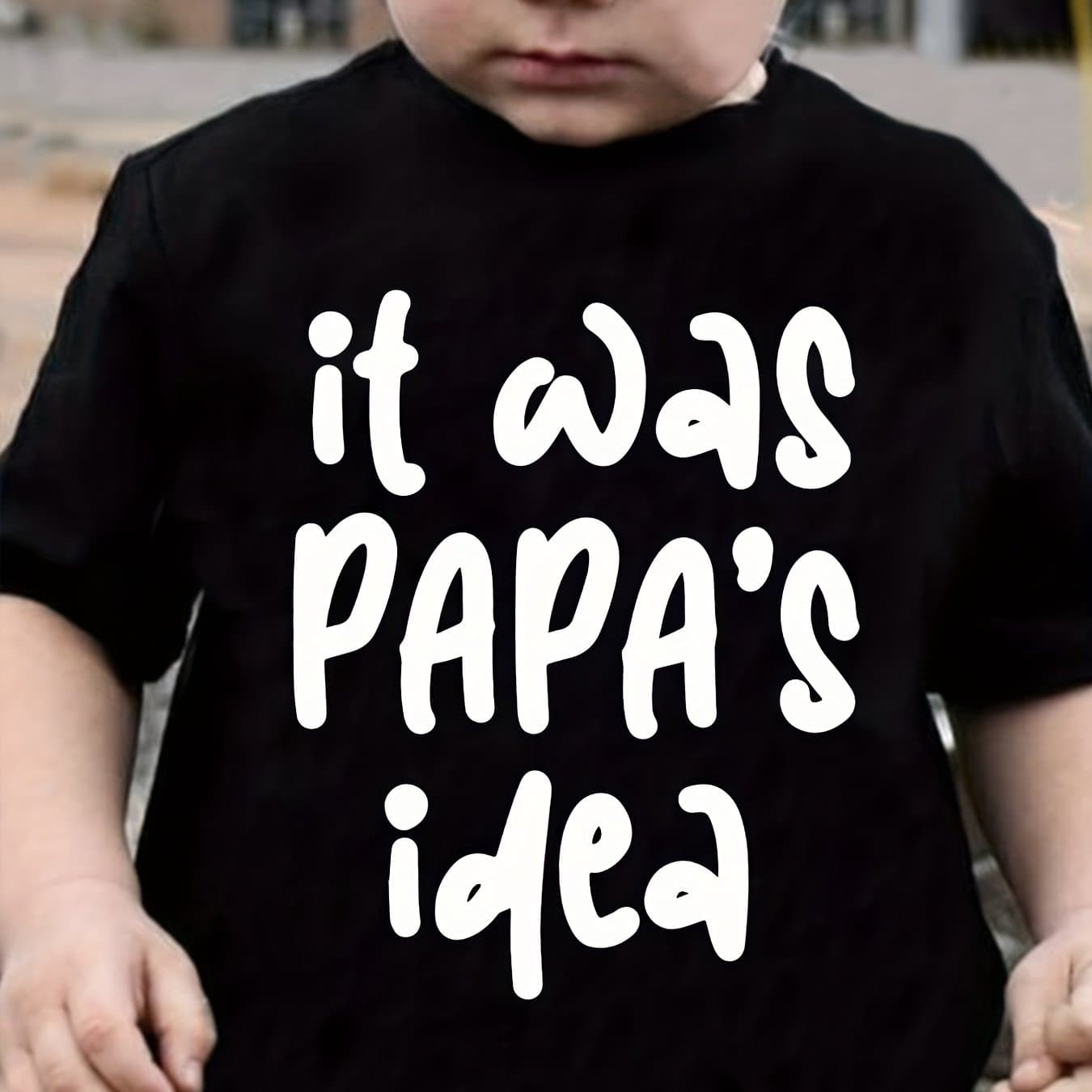 TEMU "it Was Papa's Idea" Print 100% Boy T-shirt