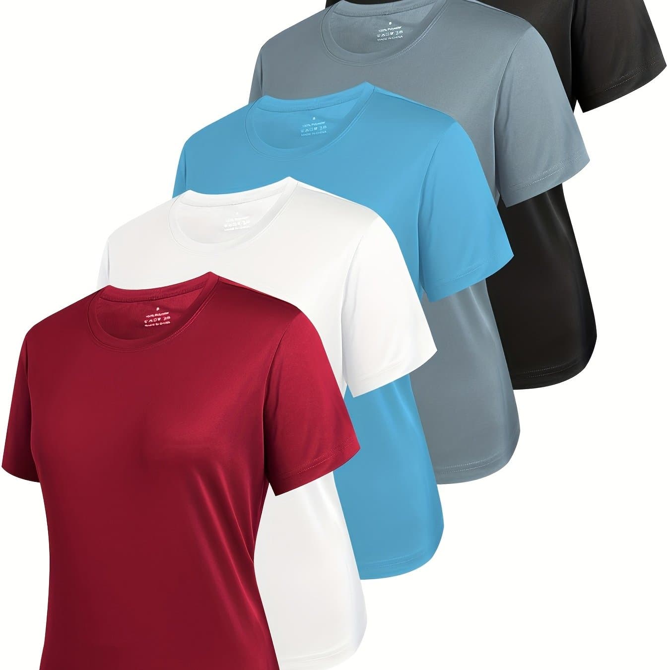TEMU 5 Pack Tops For Women Short Sleeve T Shirts Quick Dry Yoga Crew Neck Tee