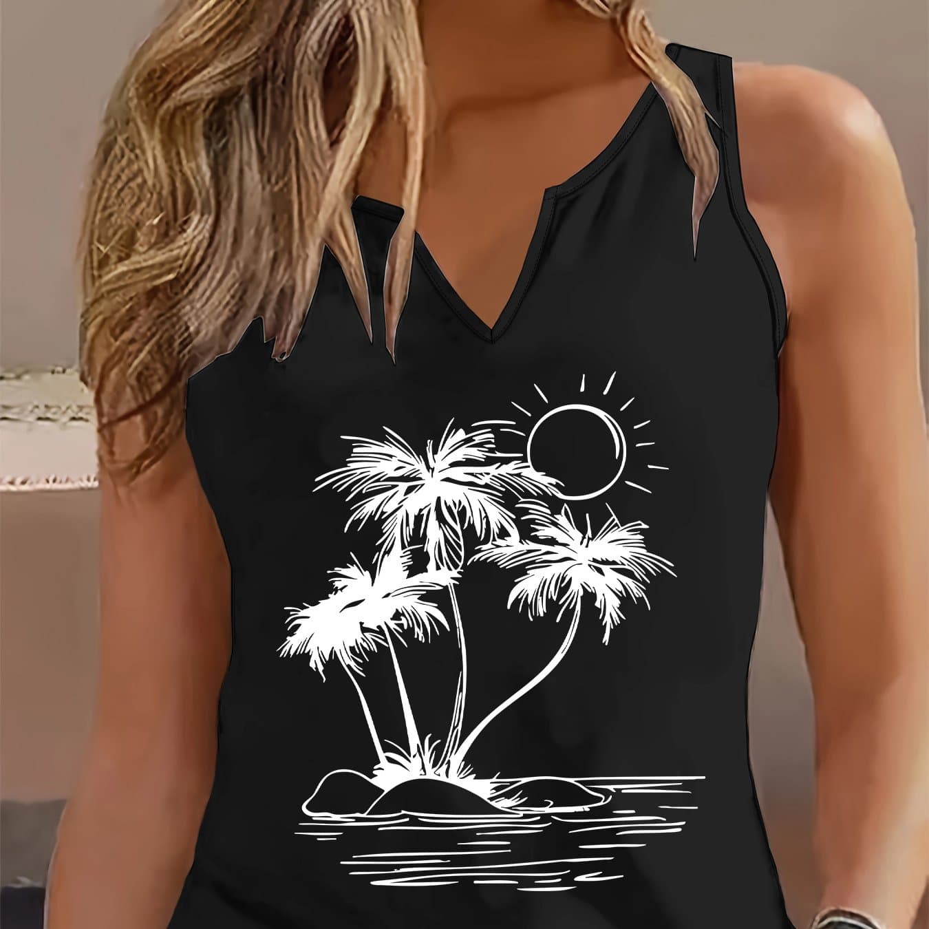 TEMU Graphic Print Tank Top, Sleeveless Casual Top For Summer And Spring, Women's Clothing thumbnail 3